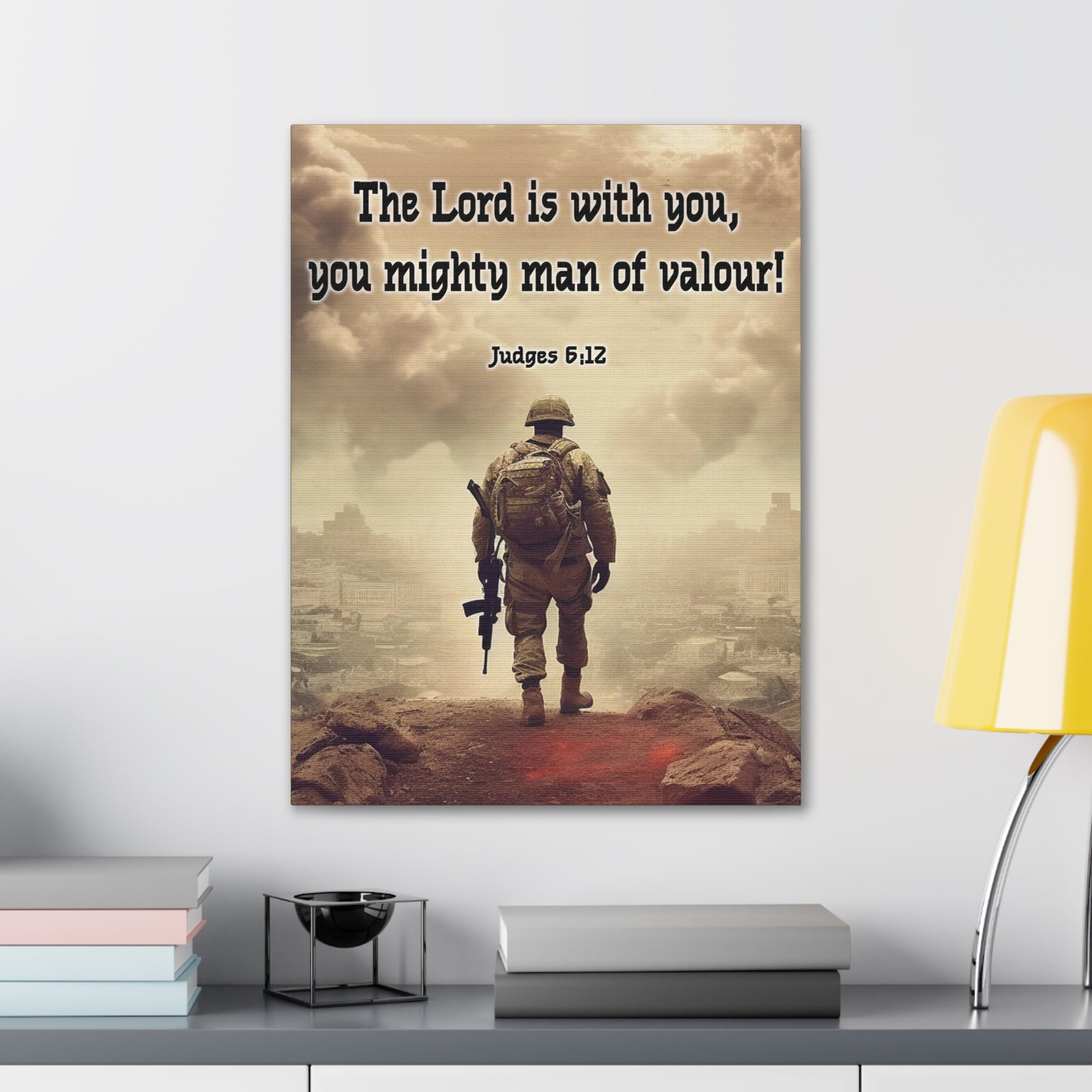 Scripture Walls Divine Valor: A Soldier's Journey Judges 6:12 Christian Wall Art Print Ready to Hang Unframed-Express Your Love Gifts