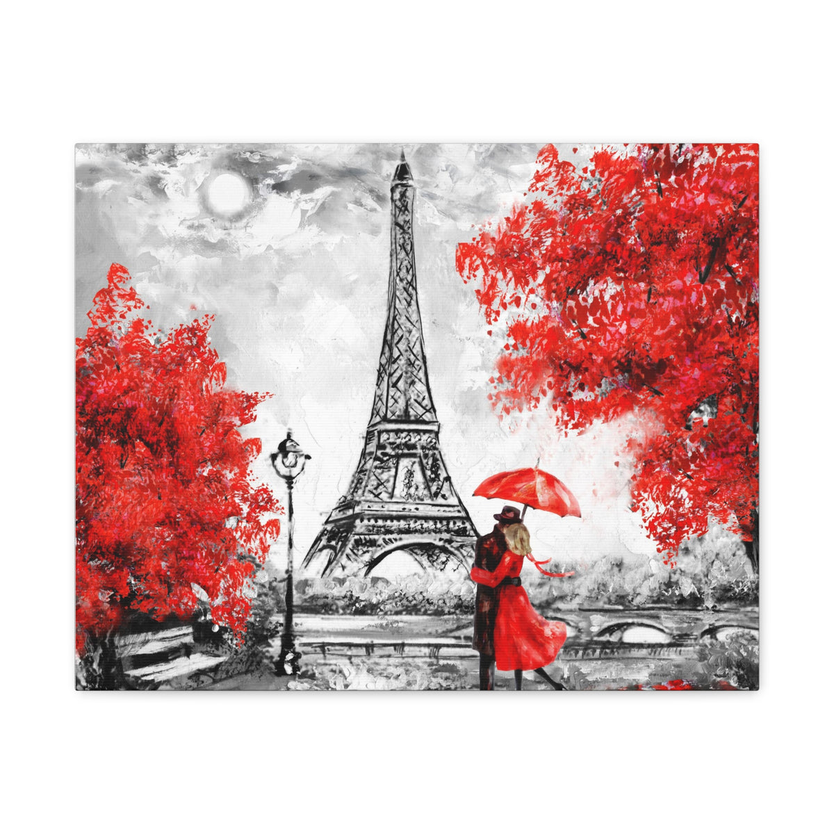 Paris Eiffel Tower Couple France Canvas Artwork High-Quality Breathtaking French City for Home Decor Ready to Hang-Express Your Love Gifts