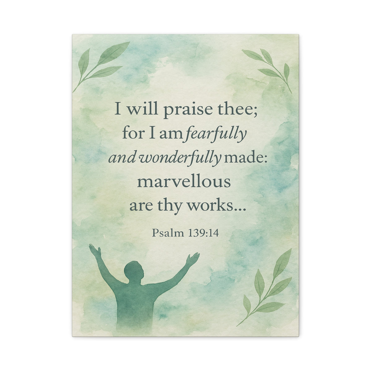 Bible Verse Canvas Psalm 139:14 Christian Home Décor Wall Art Scripture Ready to Hang Faith Print-Express Your Love Gifts