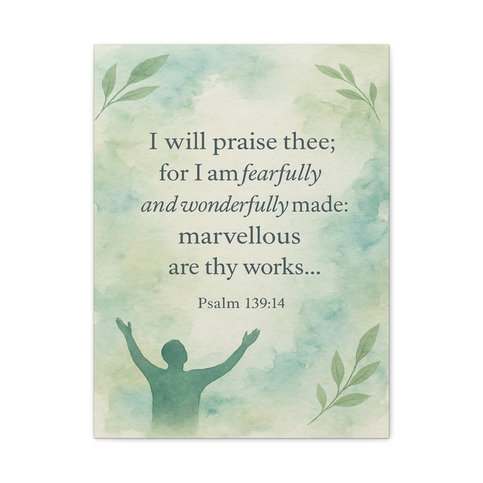 Bible Verse Canvas Psalm 139:14 Christian Home Décor Wall Art Scripture Ready to Hang Faith Print-Express Your Love Gifts