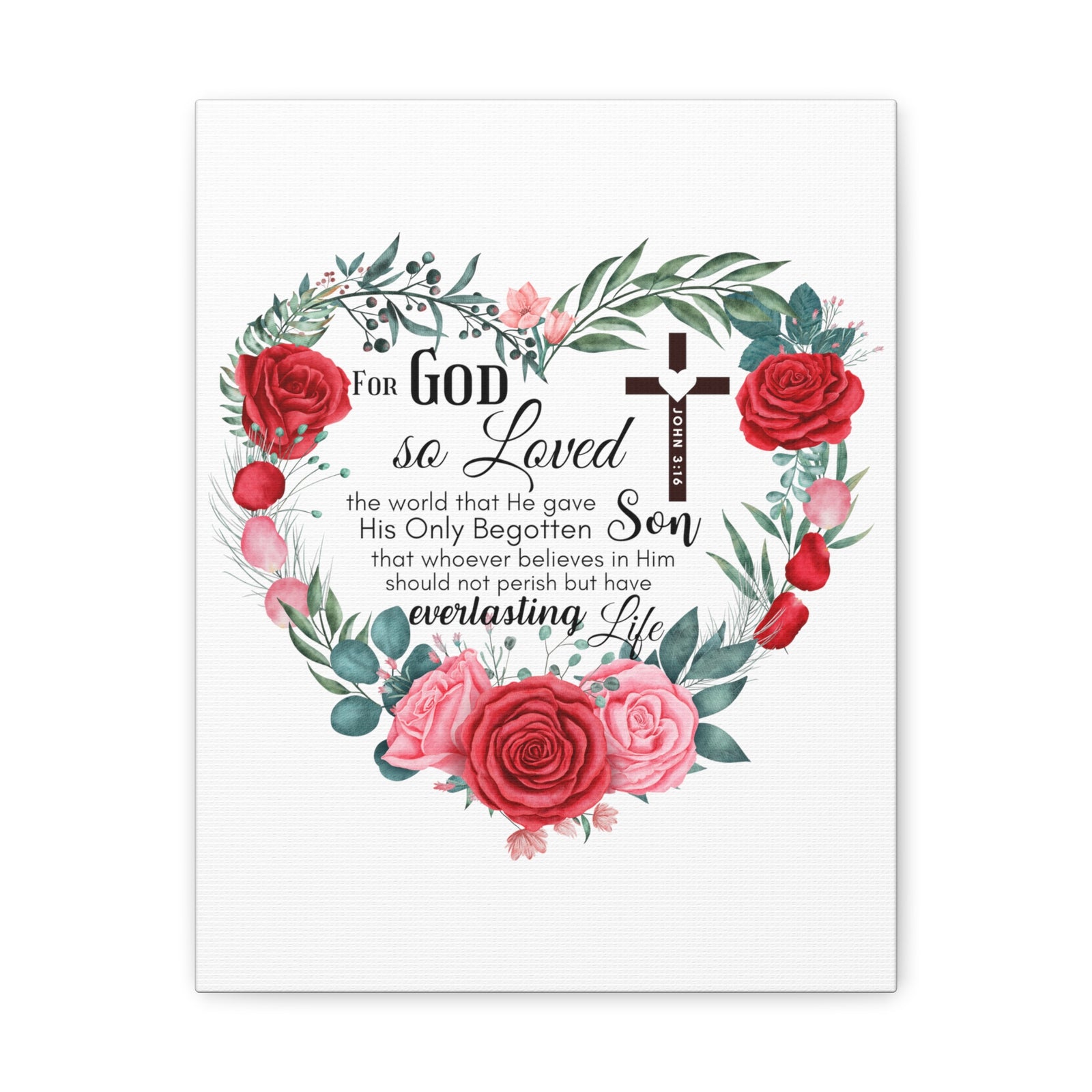 Scripture Walls John 3:16 Everlasting Life Bible Verse Canvas Christian Wall Art Ready to Hang Unframed-Express Your Love Gifts