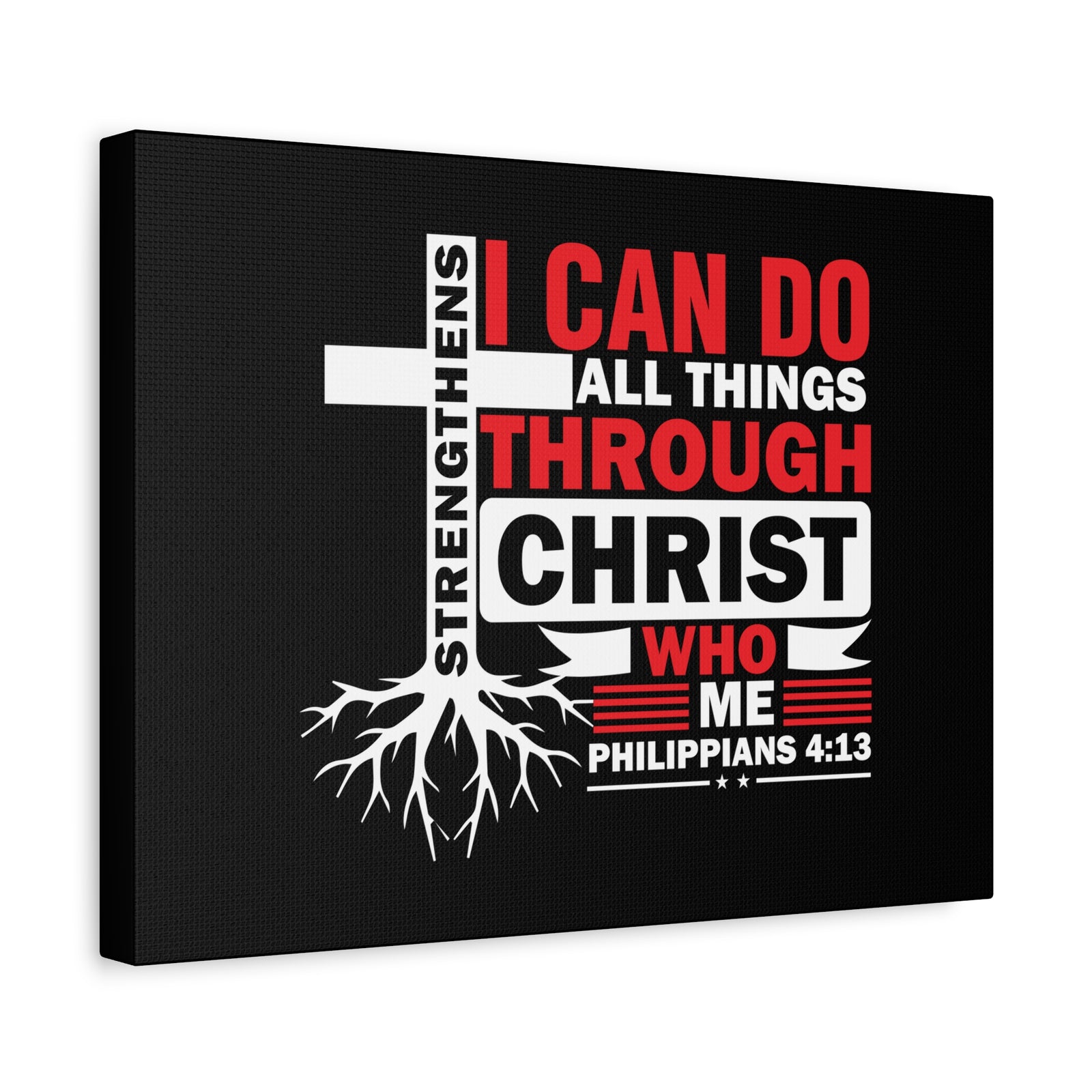 Scripture Canvas Strengthens Me Red Cross Philippians 4:13 Christian Wall Art Bible Verse Print Ready to Hang-Express Your Love Gifts