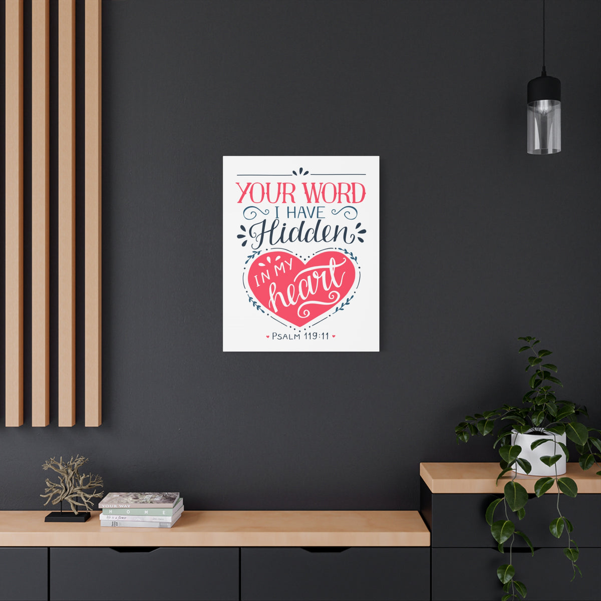 Scripture Canvas In My Heart Psalm 119:11 Christian Wall Art Bible Verse Print Ready to Hang-Express Your Love Gifts