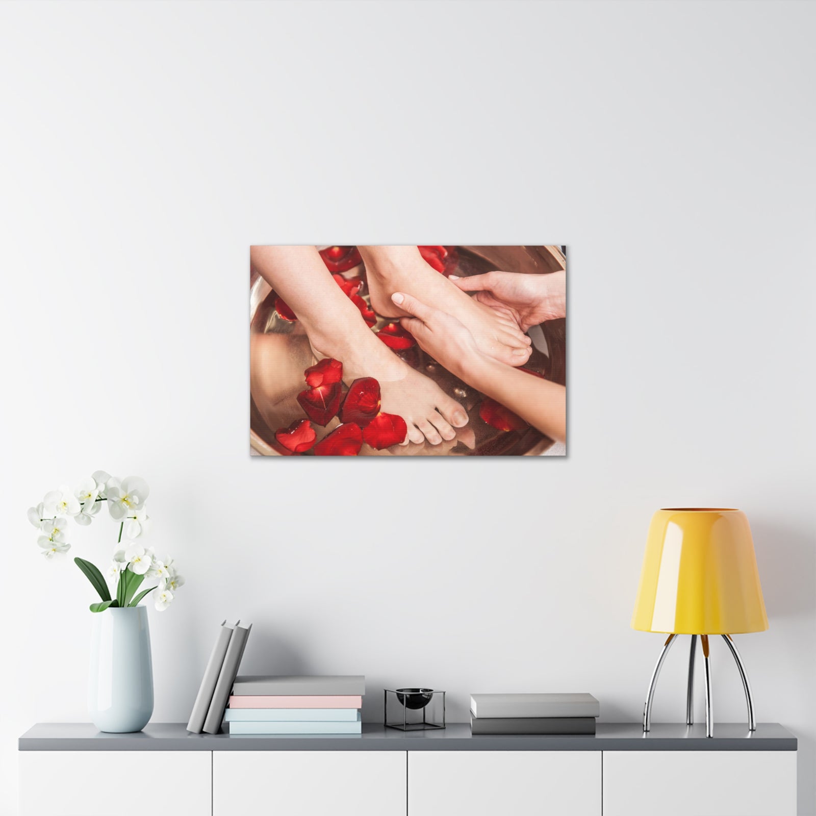 Female Feet at Spa Forest Floral Nature Photography Canvas Wall Art for Home Decor Ready-to-Hang-Express Your Love Gifts