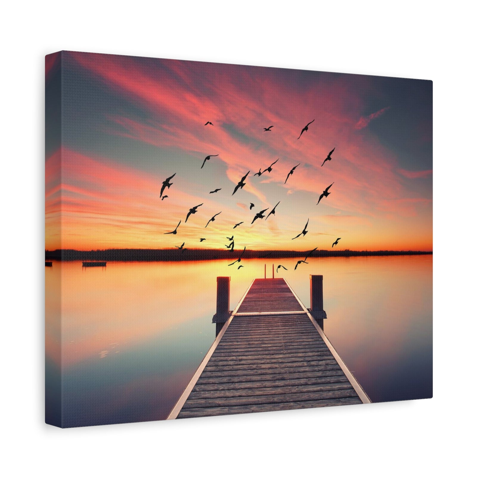 Evening Beach Pier Nature Wilderness Photography Canvas Wall Art for Home Decor Ready-to-Hang-Express Your Love Gifts