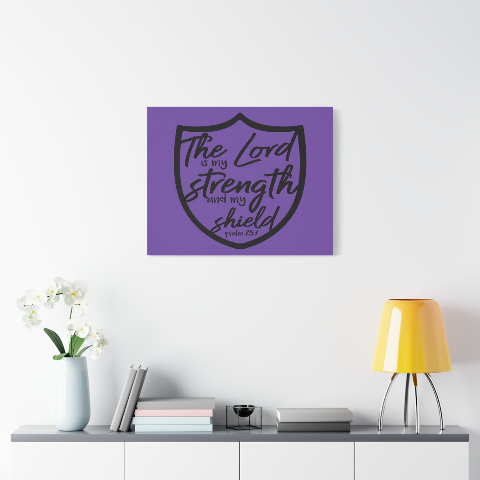 Scripture Canvas The Lord Is Psalm 28:7 Christian Wall Art Bible Verse Print Ready to Hang-Express Your Love Gifts