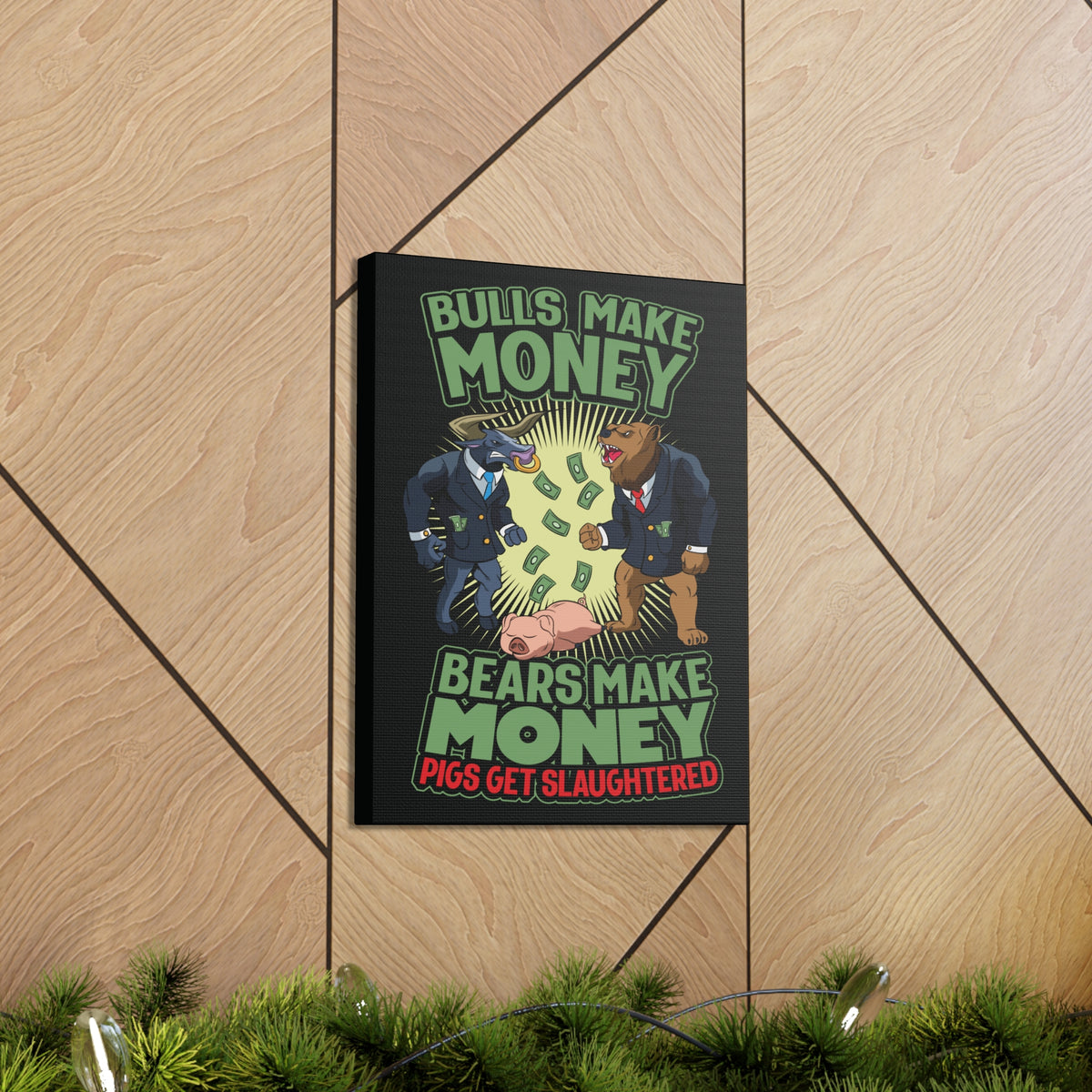 Stock Market Wall Art Gifts for Trader Bulls Bears Pigs Canvas Wall Street Quote Wall Art-Express Your Love Gifts