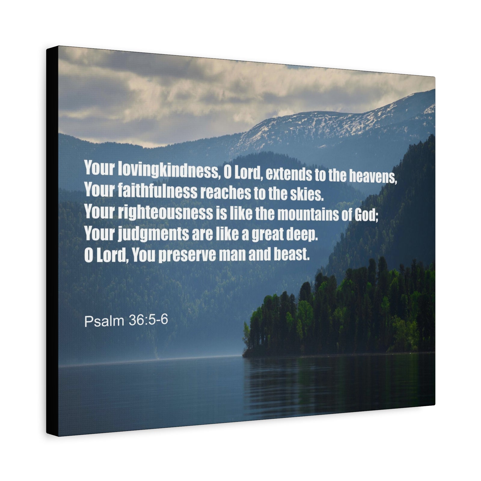 Scripture Canvas Your Lovingkindness Psalm 36:5-6 Christian Wall Art Bible Verse Print Ready to Hang-Express Your Love Gifts
