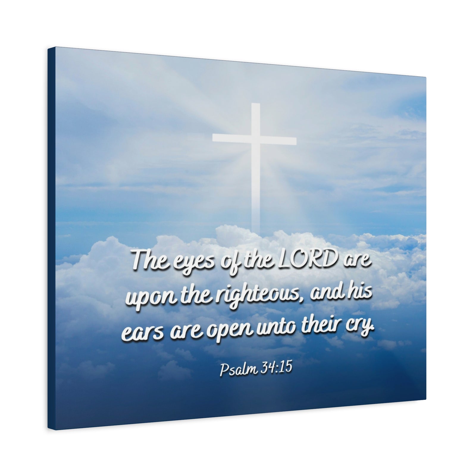Scripture Canvas The Righteous Psalm 34:15 Christian Wall Art Bible Verse Print Ready to Hang-Express Your Love Gifts