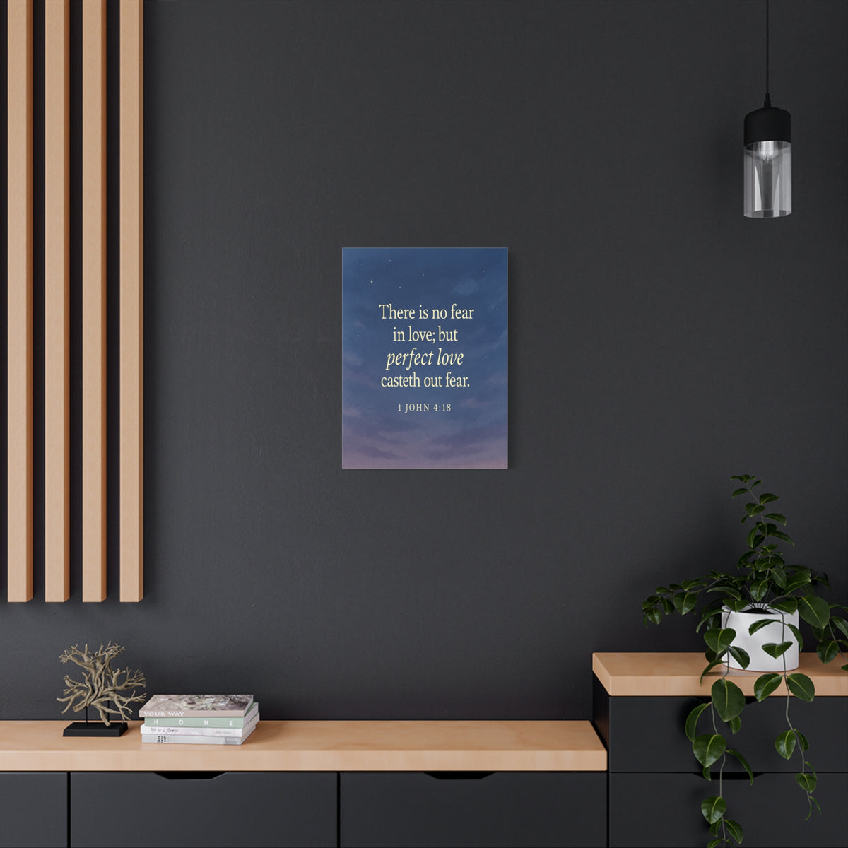 Bible Verse Canvas 1 John 4:18 Christian Home Décor Wall Art Scripture Ready to Hang Faith Print-Express Your Love Gifts