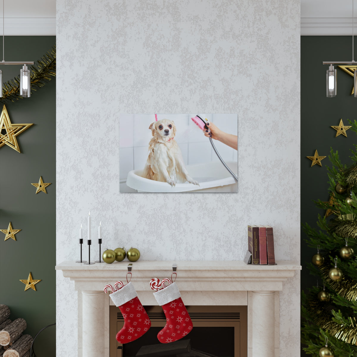 Cute Maltese Bath Canvas Wall Art for Home Decor Ready-to-Hang-Express Your Love Gifts