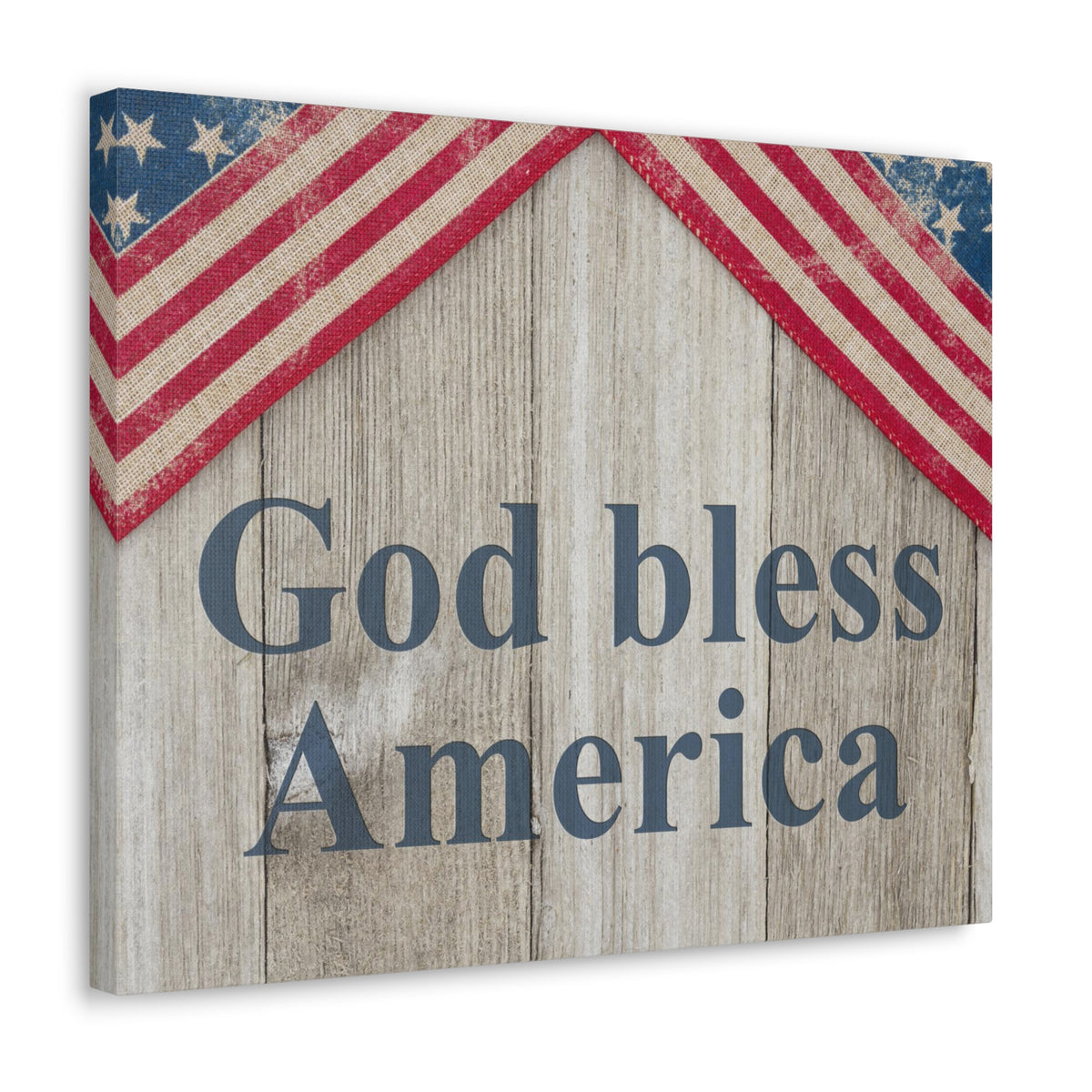 God Bless America Patriotic Message Canvas Wall Art for Home Decor Ready-to-Hang-Express Your Love Gifts