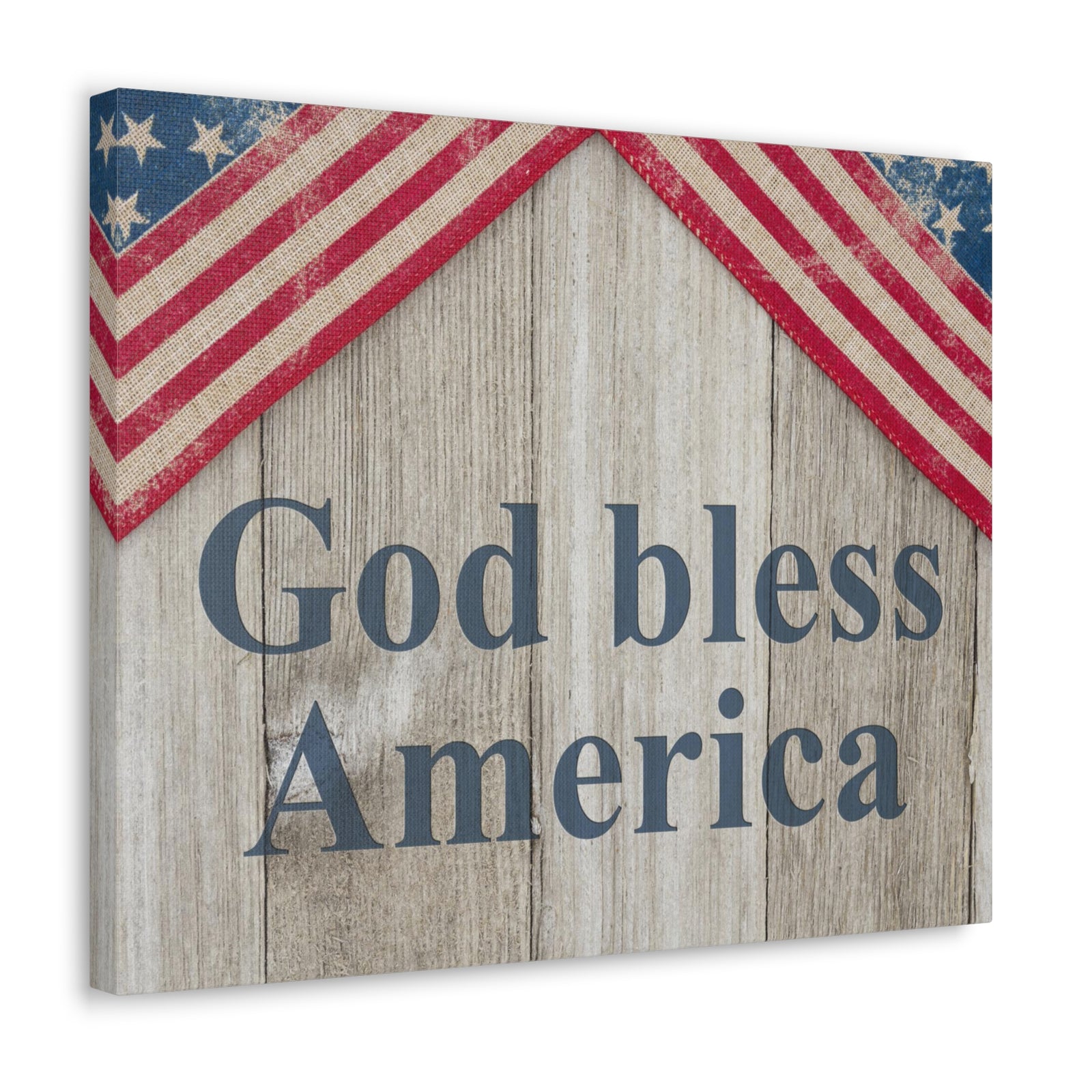 God Bless America Patriotic Message Canvas Wall Art for Home Decor Ready-to-Hang-Express Your Love Gifts