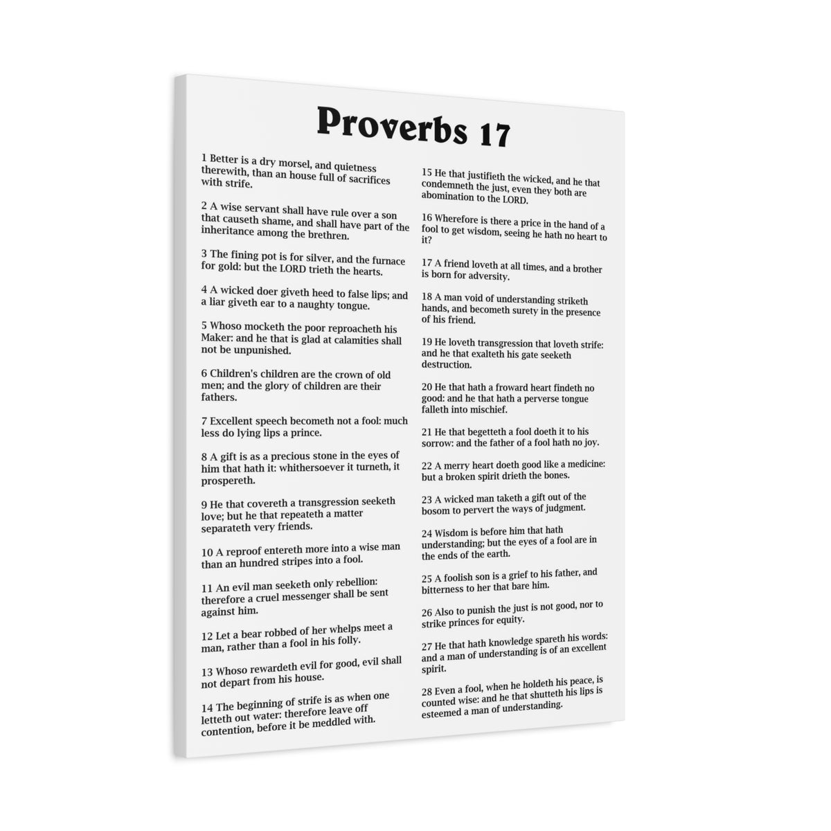 Scripture Walls Proverbs Chapter 17 White Bible Canvas Christian Wall Art Ready to Hang Unframed-Express Your Love Gifts