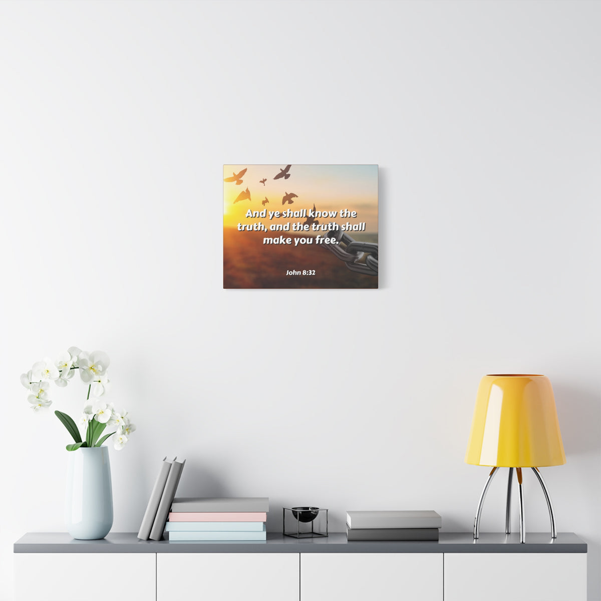 Scripture Canvas The Truth John 8:32 Christian Wall Art Bible Verse Print Ready to Hang-Express Your Love Gifts