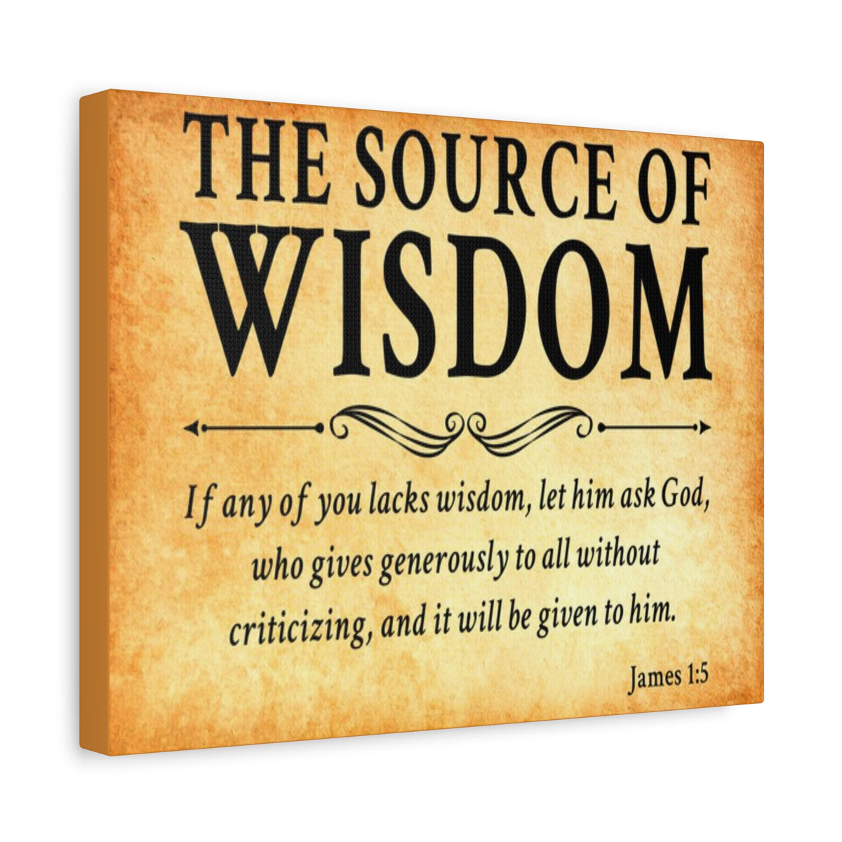 Scripture Walls James 1:5 The Source of Wisdom Gold Bible Verse Canvas Christian Wall Art Ready to Hang Unframed-Express Your Love Gifts
