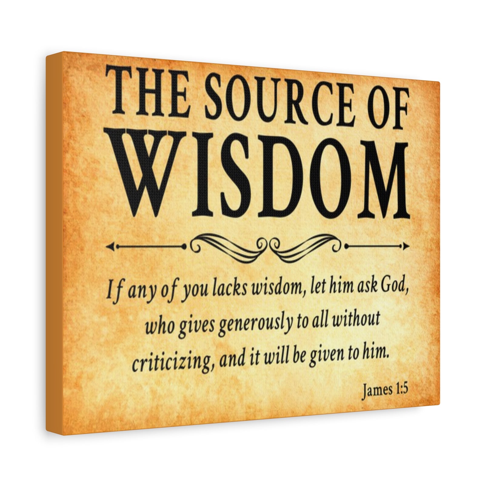 Scripture Walls James 1:5 The Source of Wisdom Gold Bible Verse Canvas Christian Wall Art Ready to Hang Unframed-Express Your Love Gifts