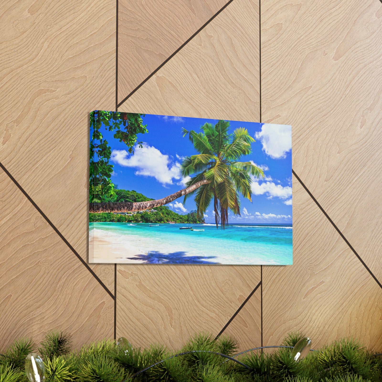 Exotic Tropical Beach Scenery Ocean Canvas Wall Art for Home Decor Ready-to-Hang-Express Your Love Gifts