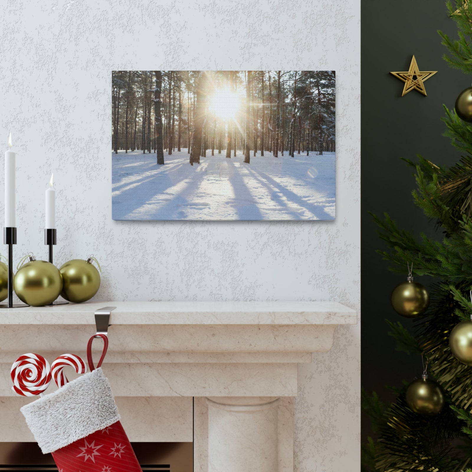 Tree Forest Covered In Snow Nature Wilderness Photography Canvas Wall Art for Home Decor Ready-to-Hang-Express Your Love Gifts