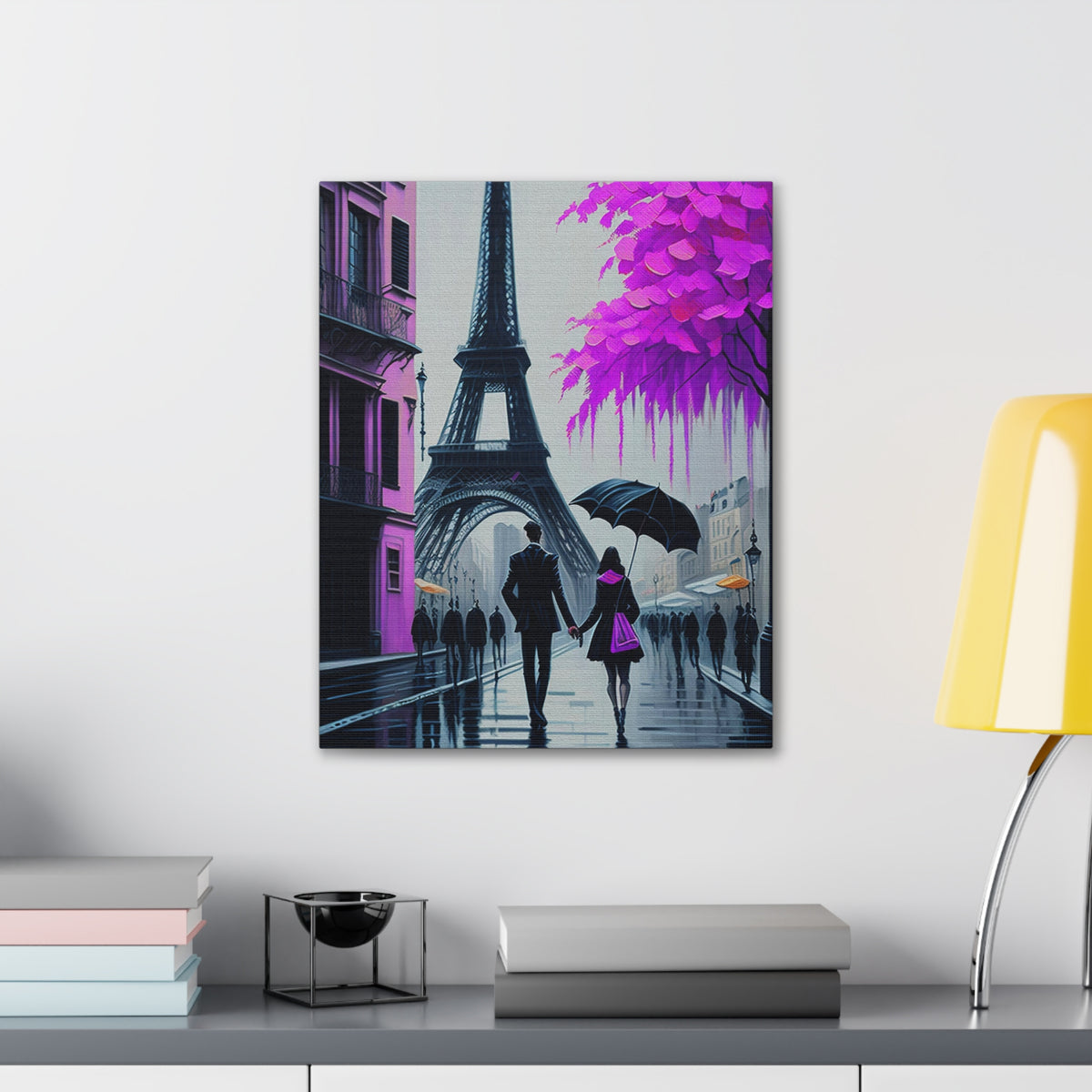 Romantic Couple Paris Eiffel Tower France Canvas Artwork High-Quality Breathtaking French City for Home Decor Ready to Hang-Express Your Love Gifts