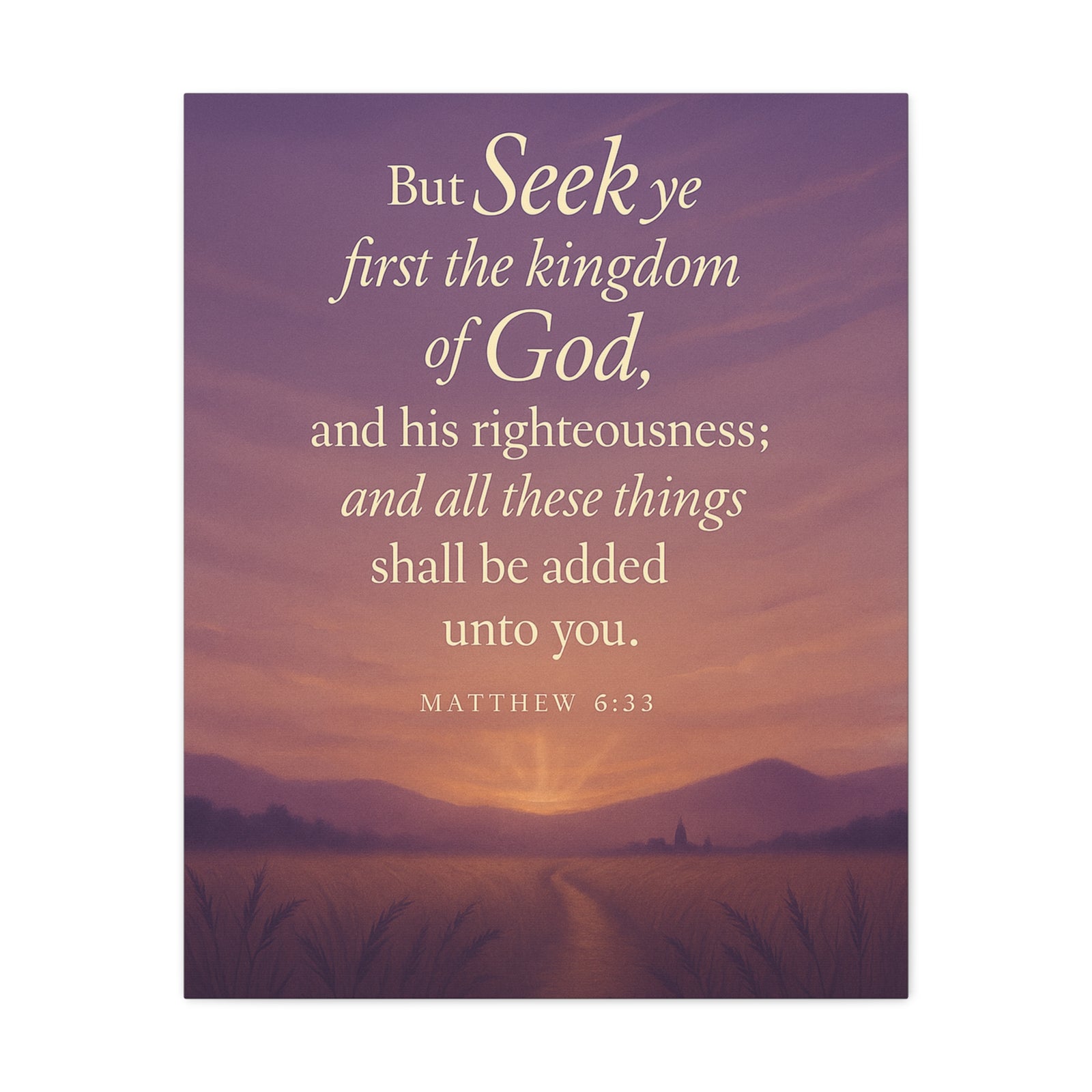 Bible Verse Canvas Matthew 6:33 Christian Home Décor Wall Art Scripture Ready to Hang Faith Print-Express Your Love Gifts