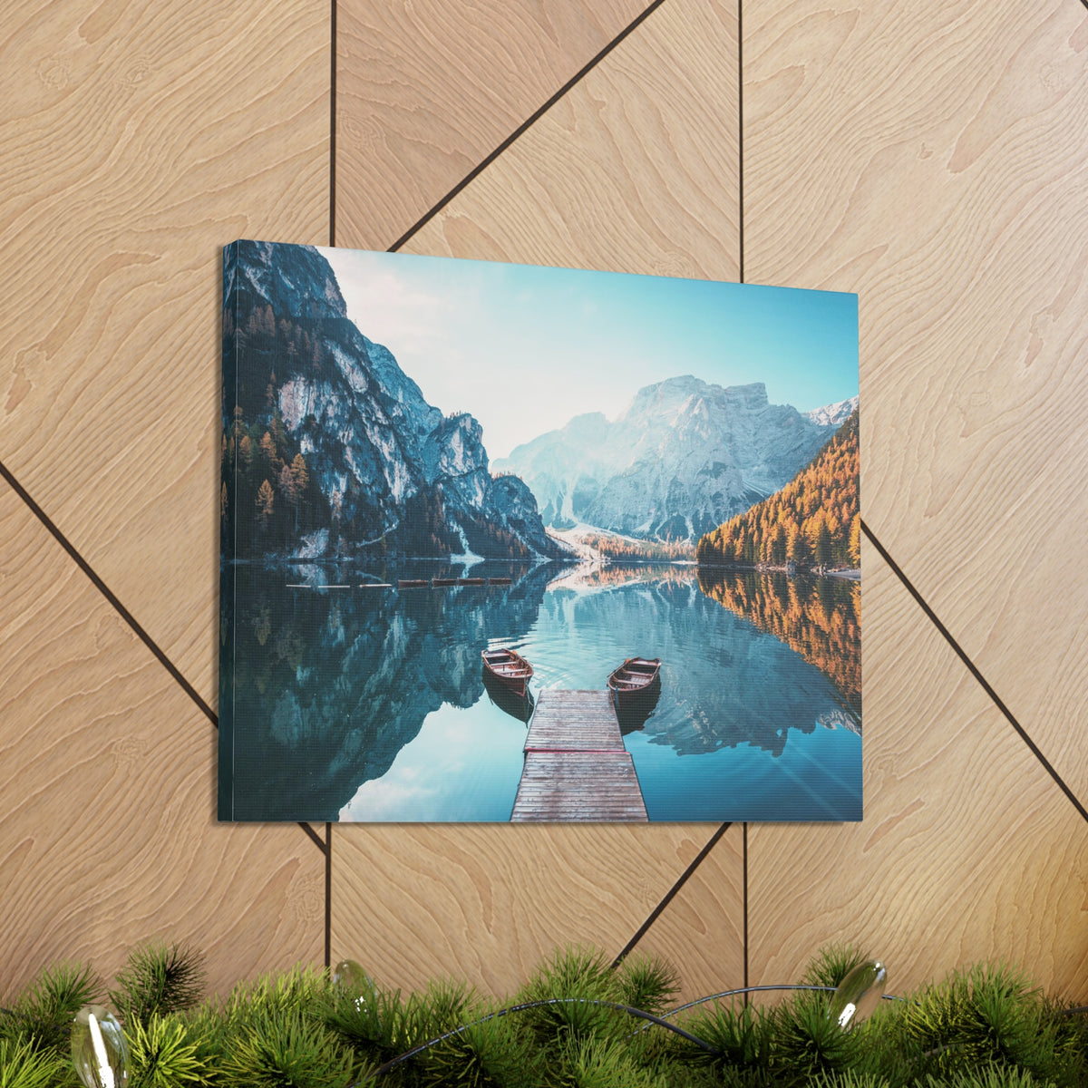 Mountain Valley Clear Lake Nature Wilderness Photography Canvas Wall Art for Home Decor Ready-to-Hang-Express Your Love Gifts