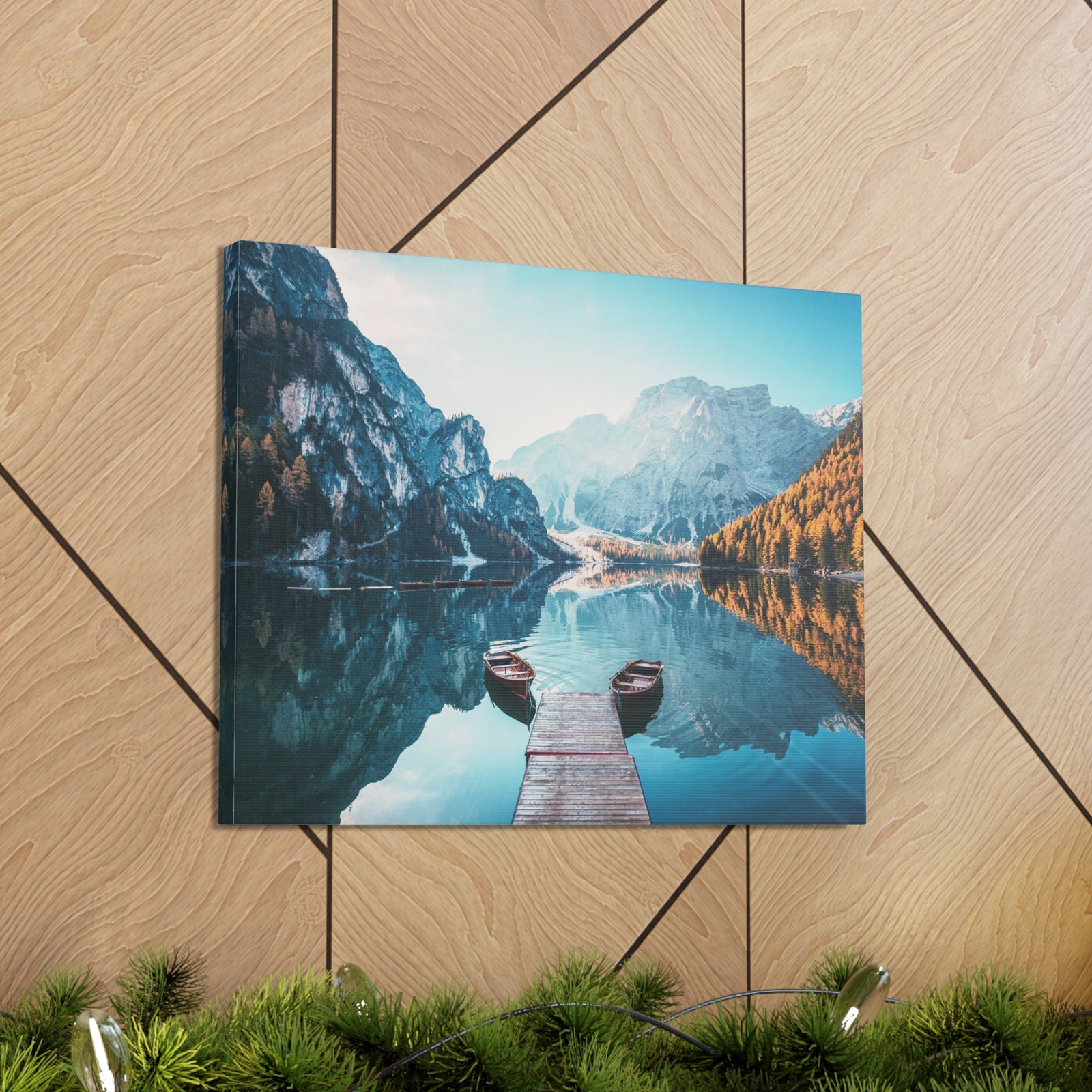 Mountain Valley Clear Lake Nature Wilderness Photography Canvas Wall Art for Home Decor Ready-to-Hang-Express Your Love Gifts