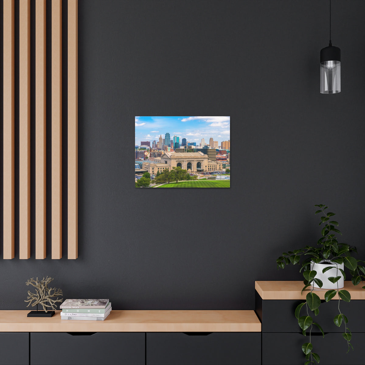 Kansas City Daytime Skyline Canvas Artwork High-Quality Breathtaking Stunning Cityscape for Home Decor Ready to Hang-Express Your Love Gifts
