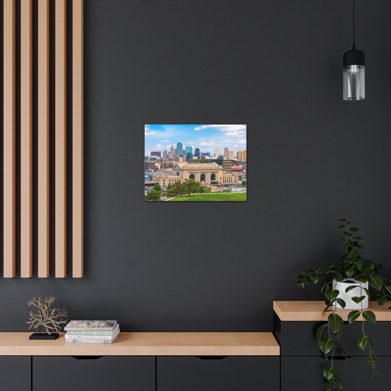 Kansas City Daytime Skyline Canvas Artwork High-Quality Breathtaking Stunning Cityscape for Home Decor Ready to Hang-Express Your Love Gifts