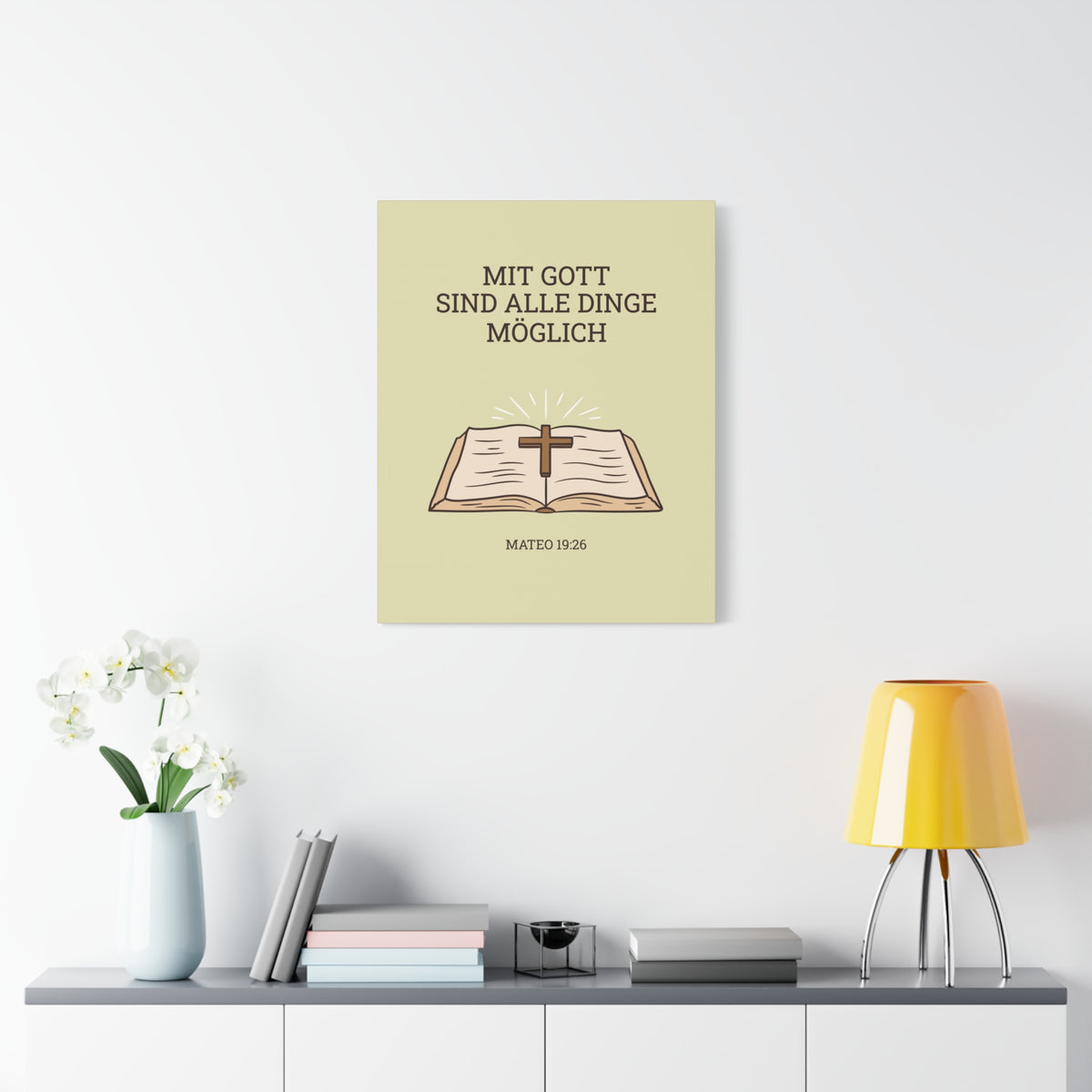 Scripture Walls Mateo 19:26 German Bible Verse Canvas Christian Wall Art Ready to Hang Unframed-Express Your Love Gifts