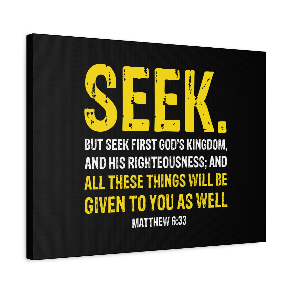 Scripture Walls Matthew 6:33 His Righteousness Yellow Black Christian Wall Art Bible Verse Print Ready to Hang-Express Your Love Gifts