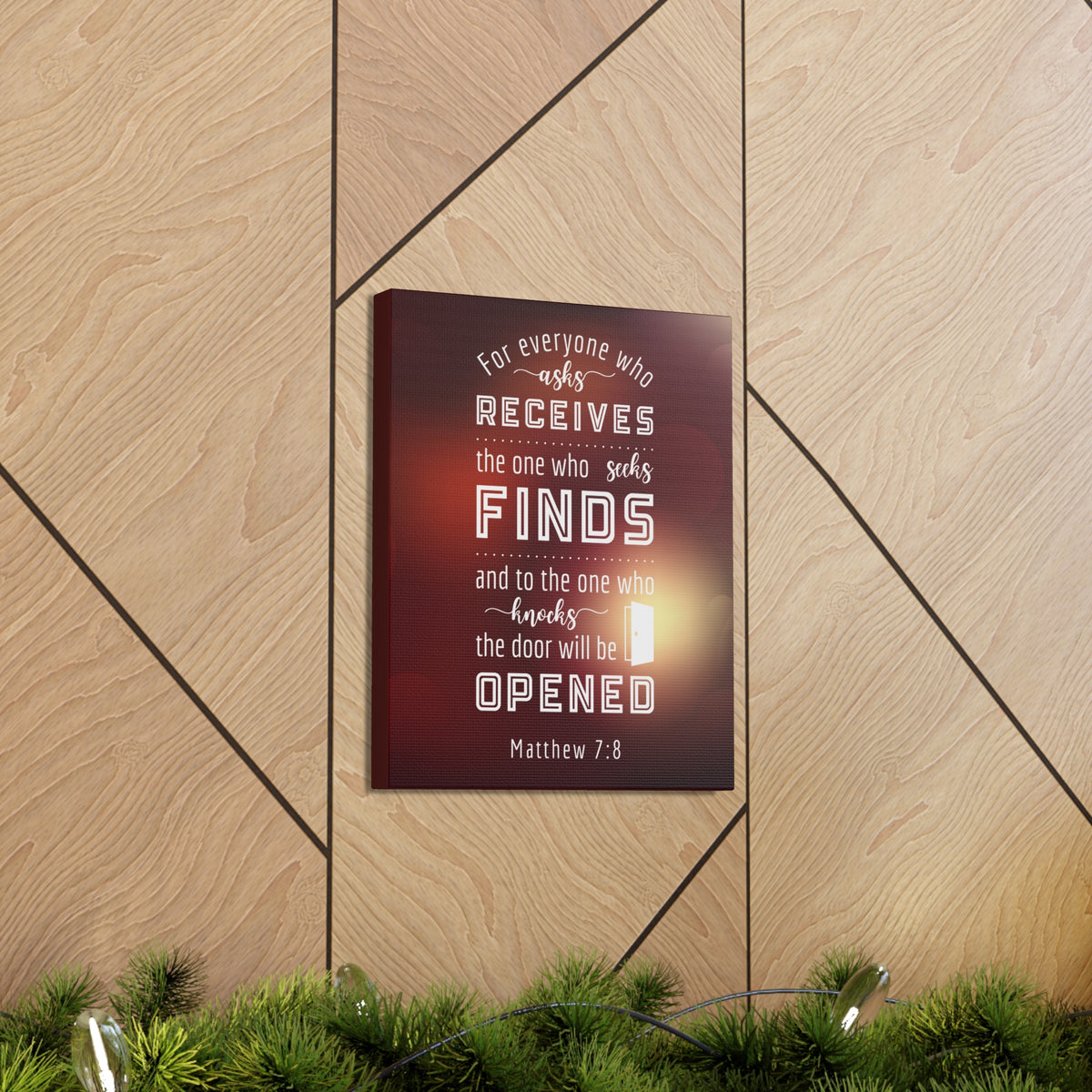 Scripture Canvas The Door Will Be Opened Matthew 7:8 Wall Art Bible Verse Print Ready to Hang-Express Your Love Gifts