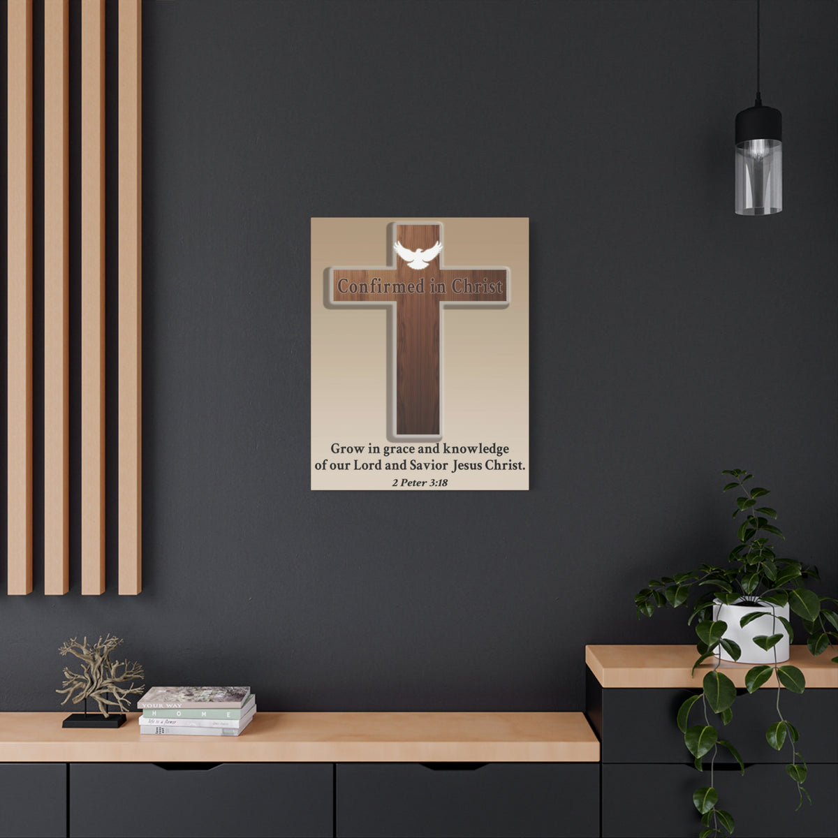 Scripture Walls 2 Peter 3:18 Confirmed in Christ Cross Bible Canvas Christian Wall Art Ready to Hang Unframed-Express Your Love Gifts