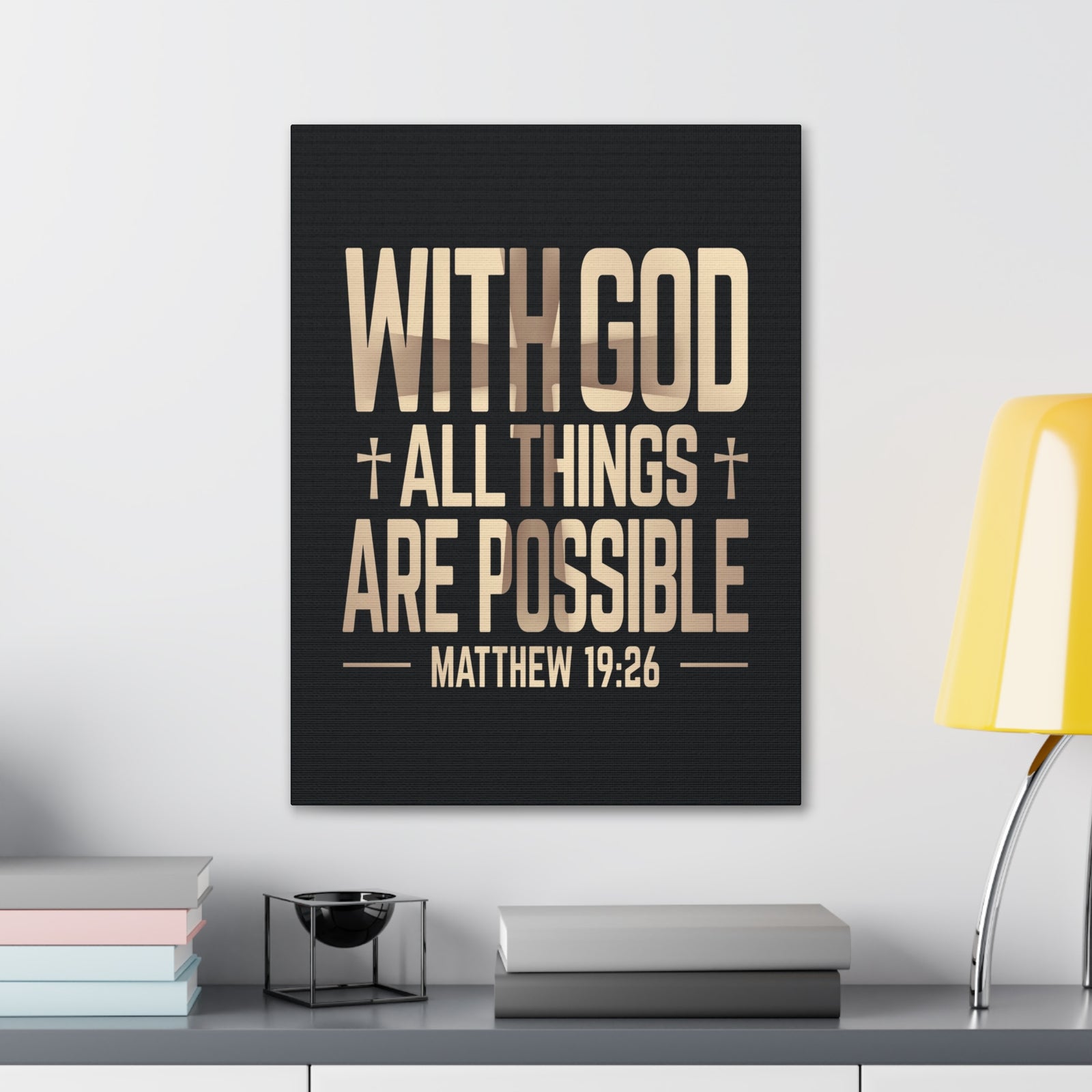Scripture Walls Matthew 19:26 All Things Possible Bible Verse Canvas Christian Wall Art Ready to Hang Unframed-Express Your Love Gifts