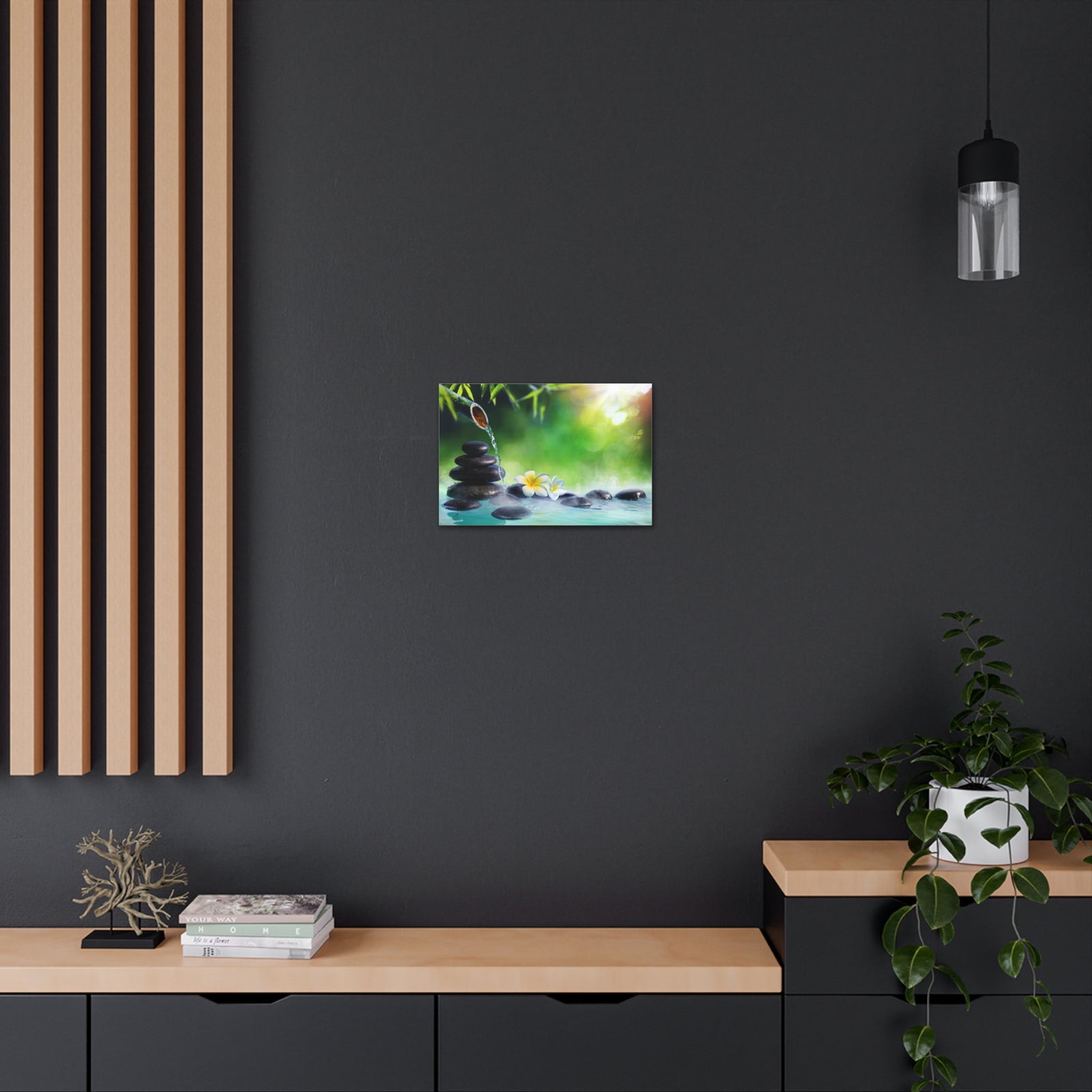 Plumeria Flowers in Fountain Forest Floral Nature Photography Canvas Wall Art for Home Decor Ready-to-Hang-Express Your Love Gifts