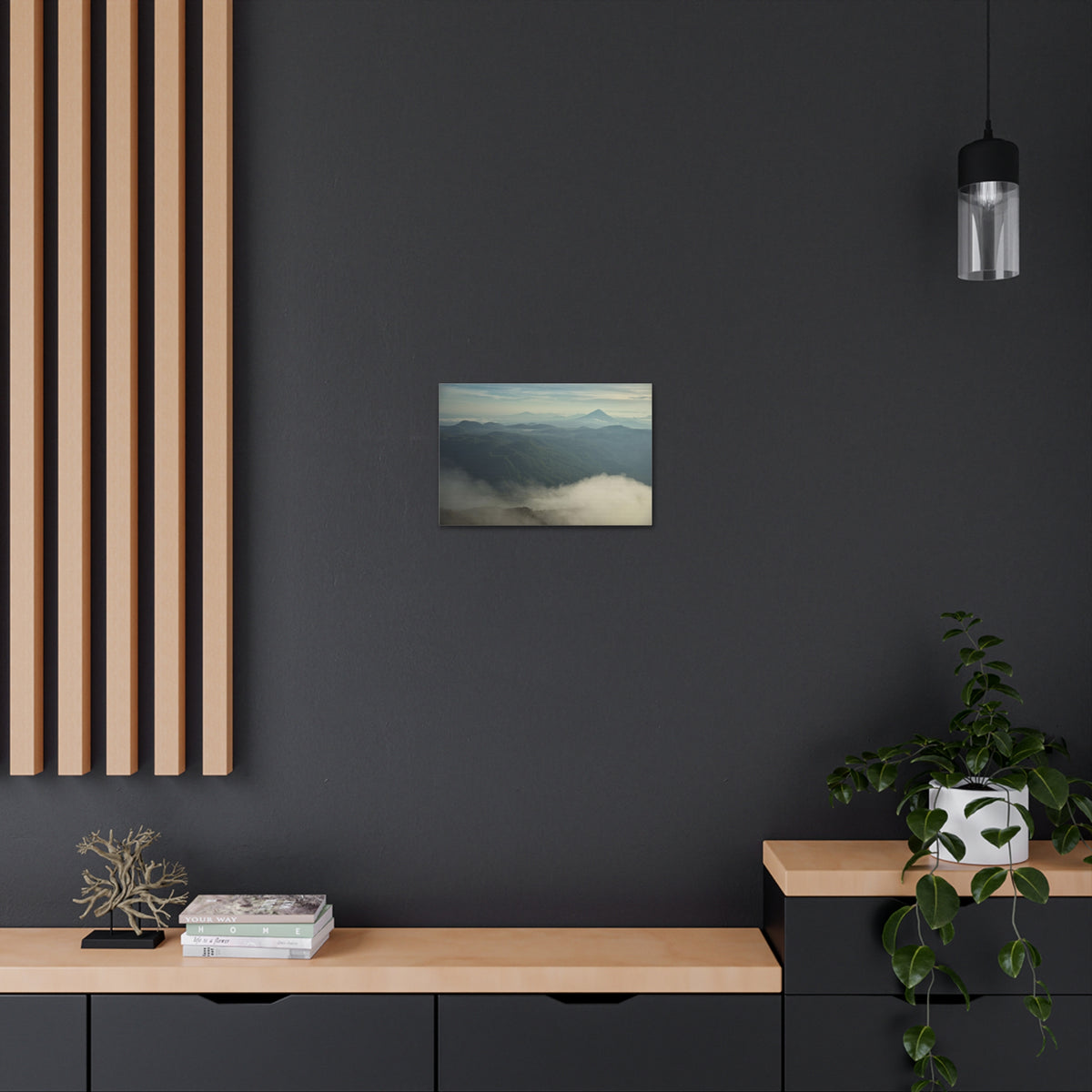 Misty Forest Mountain Nature Wilderness Photography Canvas Wall Art for Home Decor Ready-to-Hang-Express Your Love Gifts