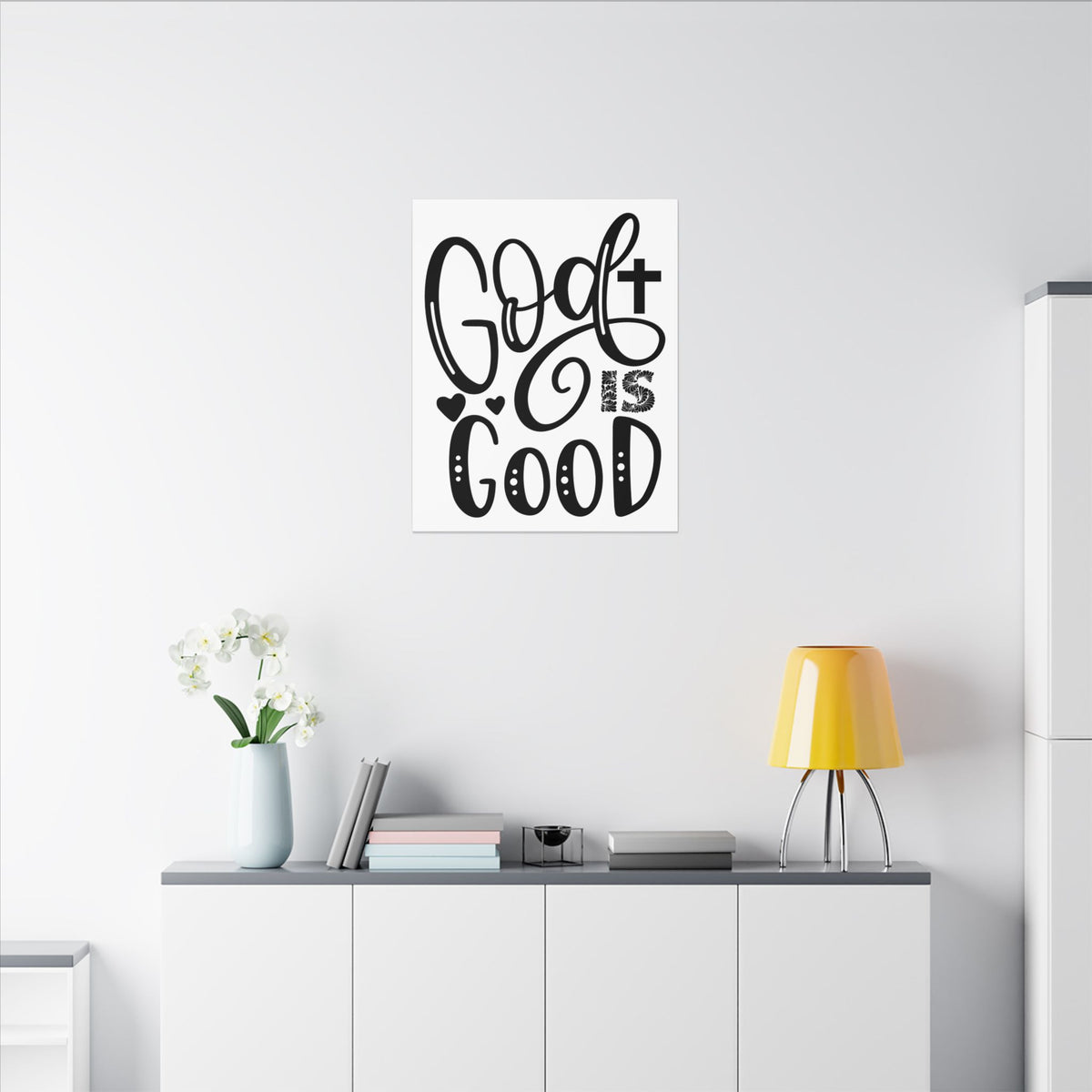 Scripture Canvas God Is Good Psalm 34:8 Christian Wall Art Print Ready to Hang-Express Your Love Gifts