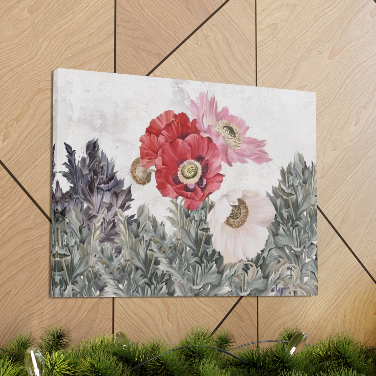 Poppies Flowers Illustration Flower Canvas Wall Art for Home Decor Ready-to-Hang-Express Your Love Gifts