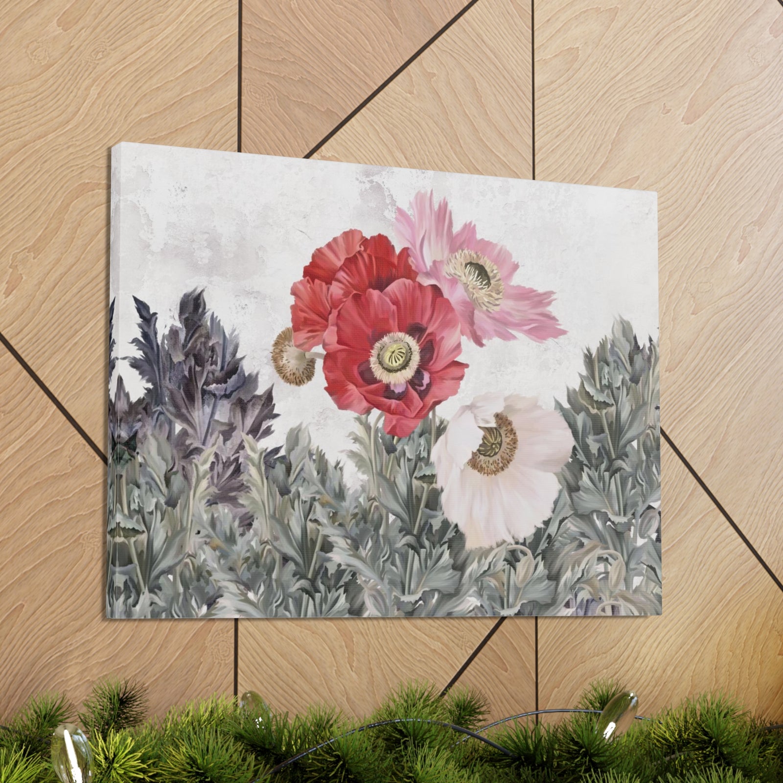 Poppies Flowers Illustration Flower Canvas Wall Art for Home Decor Ready-to-Hang-Express Your Love Gifts