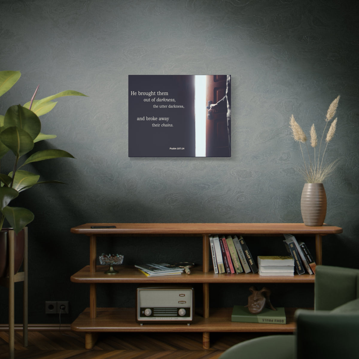 Scripture Walls He Brought Them Psalm 107:14 Bible Verse Canvas Christian Wall Art Ready to Hang-Express Your Love Gifts