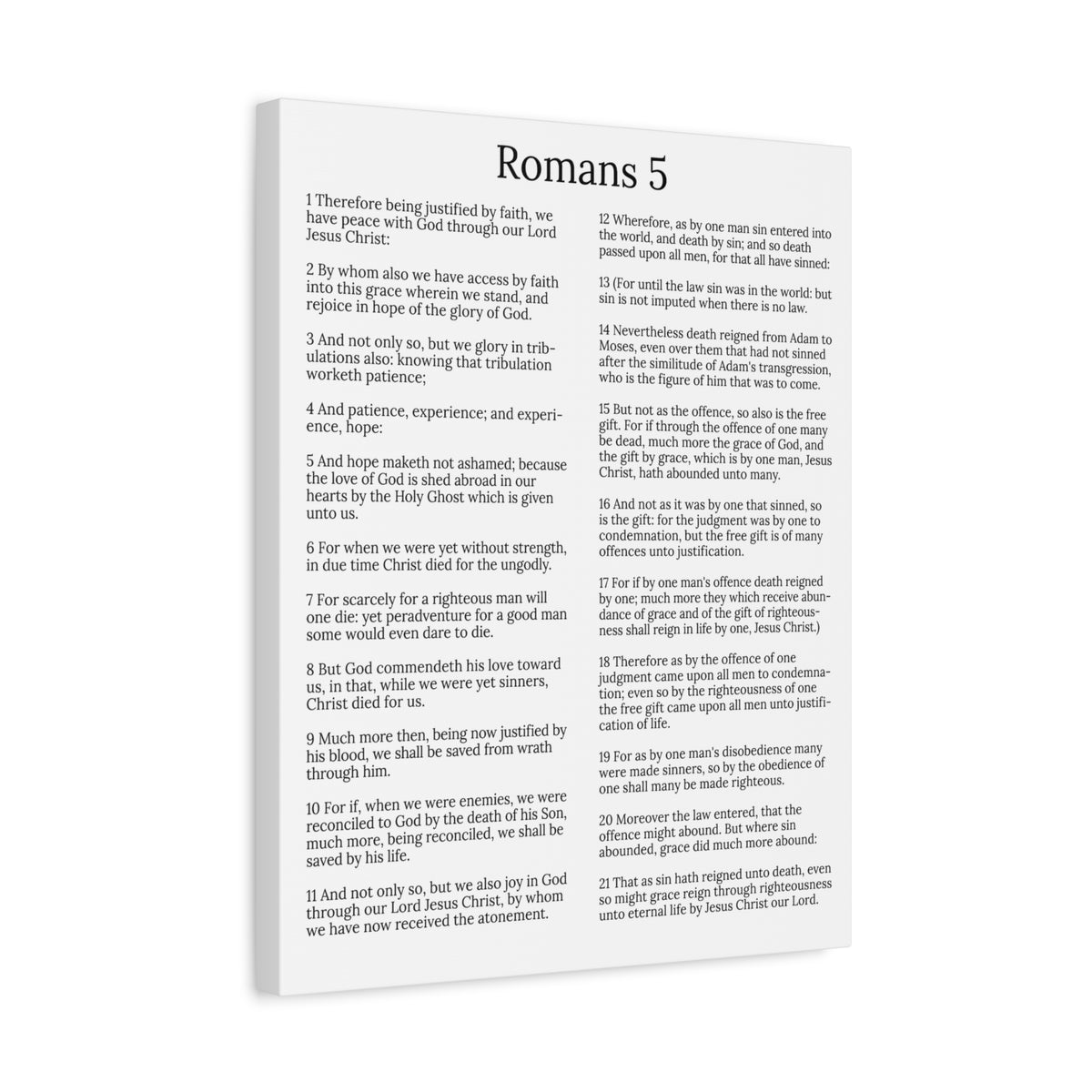 Scripture Walls Justification Romans 5 White Chapter Christian Wall Art Print Ready to Hang Unframed-Express Your Love Gifts