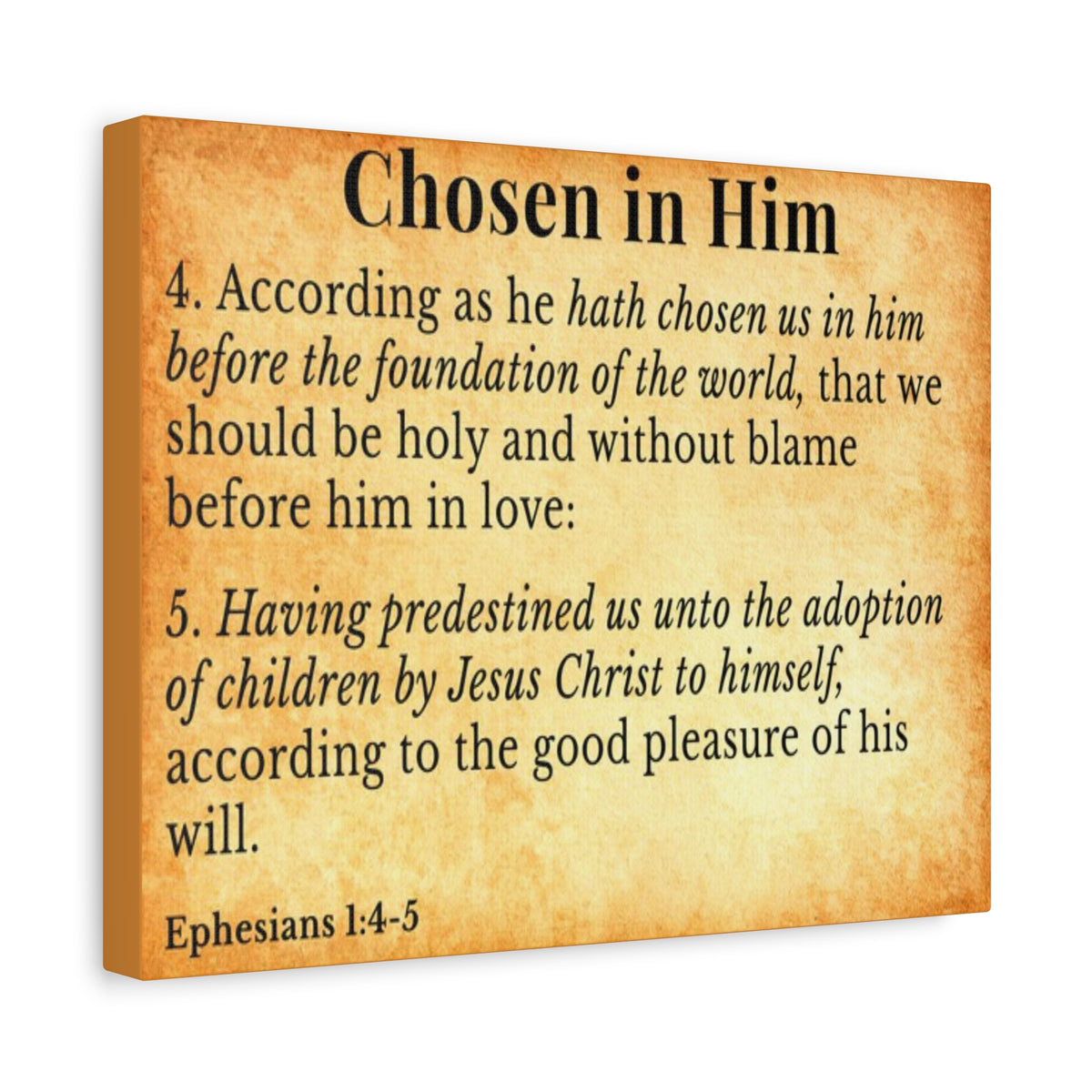 Scripture Walls Ephesians 1:4-5 Chosen in Christ Gold Bible Verse Canvas Christian Wall Art Ready to Hang Unframed-Express Your Love Gifts