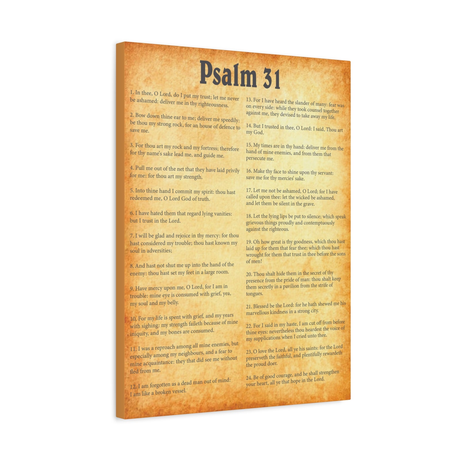 Scripture Walls Psalm 31 Gold Bible Chapter Canvas Christian Wall Art Ready to Hang-Express Your Love Gifts