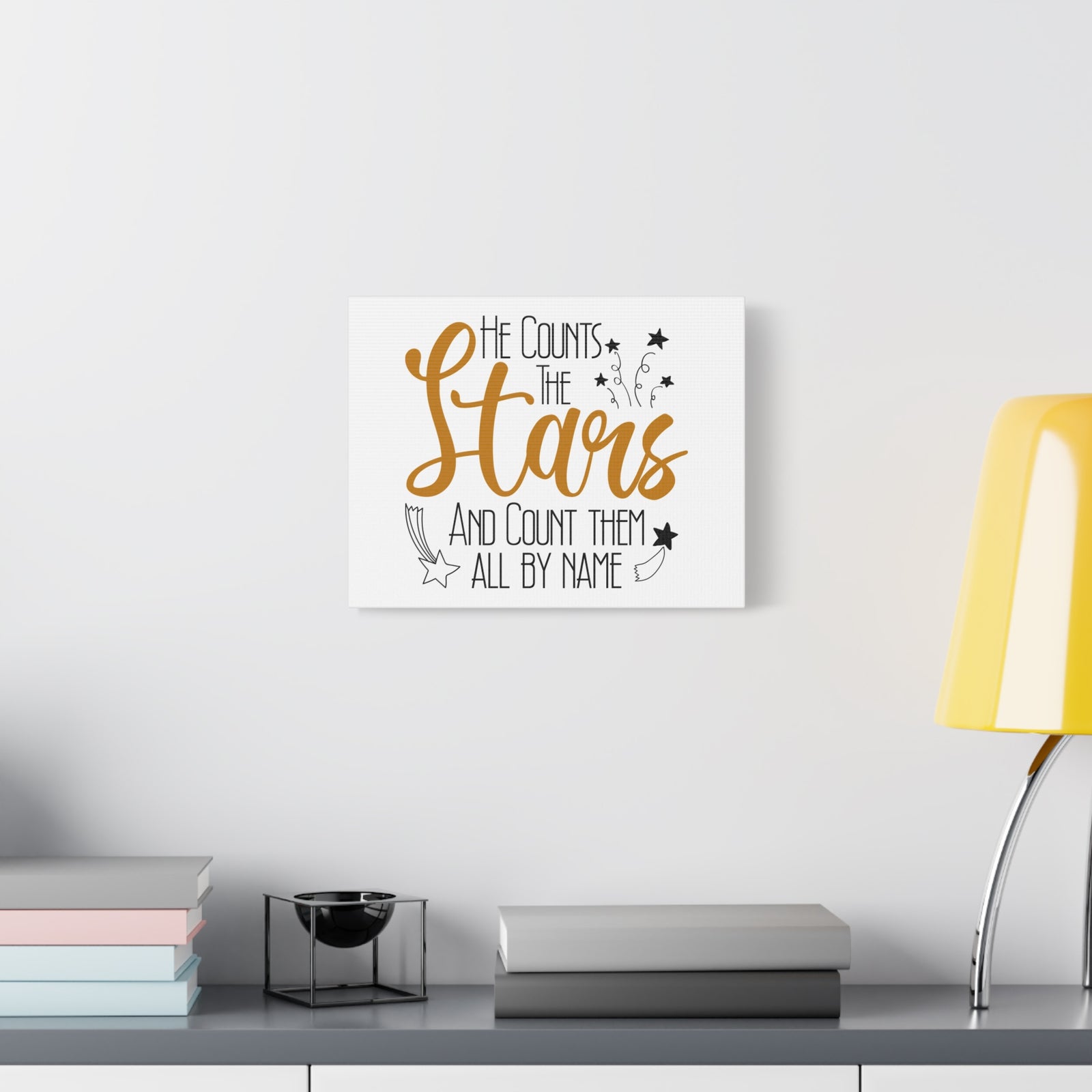 Scripture Canvas He Counts The Stars Psalm 147:4 Christian Wall Art Bible Verse Print Ready to Hang-Express Your Love Gifts