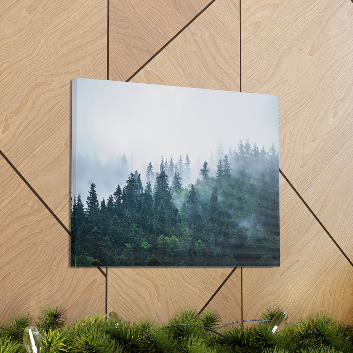 Misty Dark Mountain Forest Nature Wilderness Photography Canvas Wall Art for Home Decor Ready-to-Hang-Express Your Love Gifts
