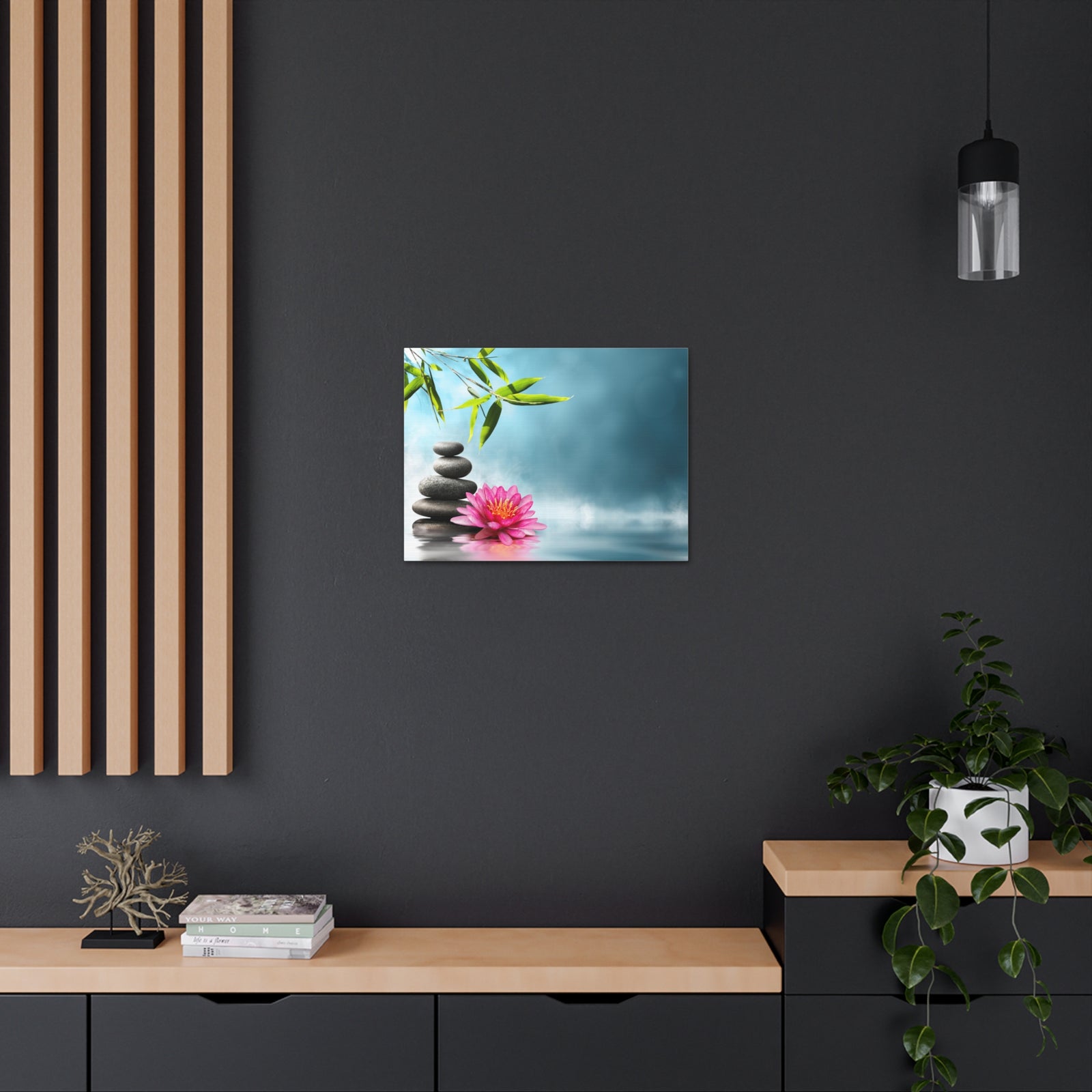 Waterlily with Stones Forest Floral Nature Photography Canvas Wall Art for Home Decor Ready-to-Hang-Express Your Love Gifts