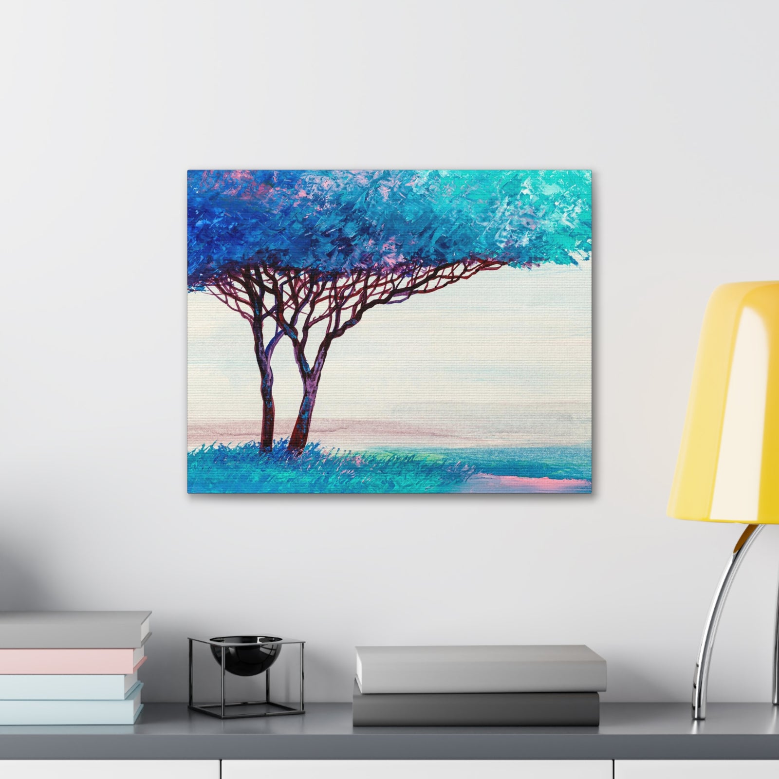 Oil Painting Landscape Abstract Tree Hand Painted Contemporary Art Canvas Wall Art for Home Decor Ready-to-Hang-Express Your Love Gifts