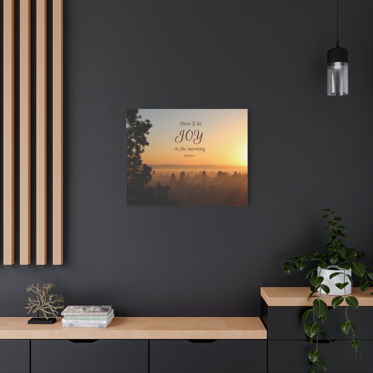 Scripture Canvas Morning Psalm 91:1 Christian Wall Art Bible Verse Print Ready to Hang-Express Your Love Gifts