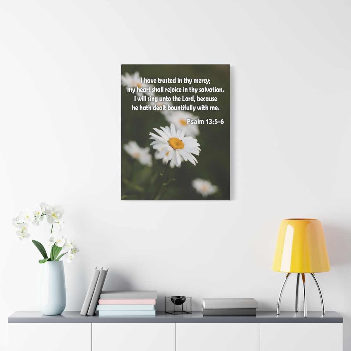 Scripture Canvas Rejoice in Thy Salvation Psalm 13:5-6 Christian Wall Art Bible Verse Print Ready to Hang-Express Your Love Gifts