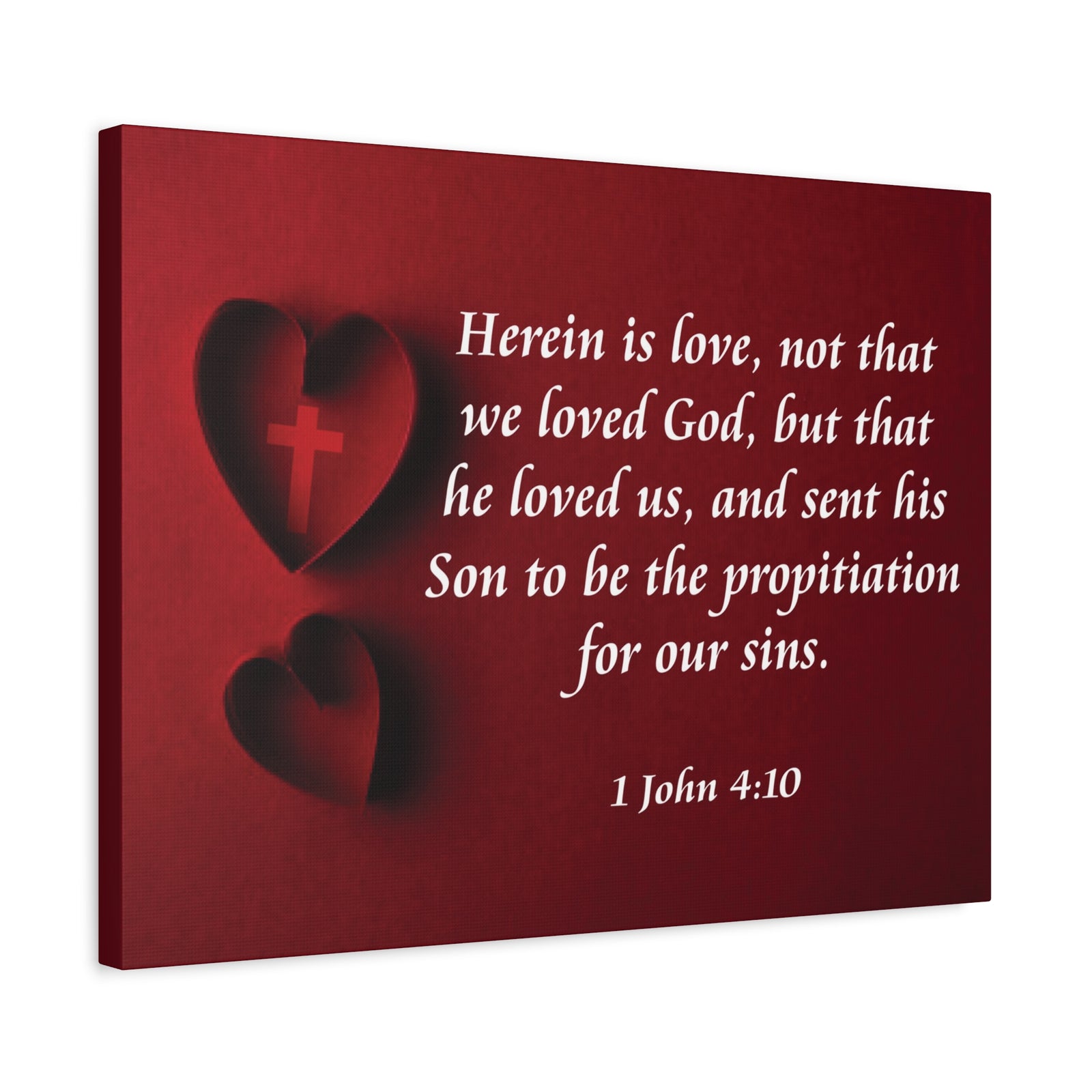 Bible Verse Canvas Herein is Love 1 John 4:10 Christian Home Décor Wall Art Scripture Ready to Hang Faith Print-Express Your Love Gifts